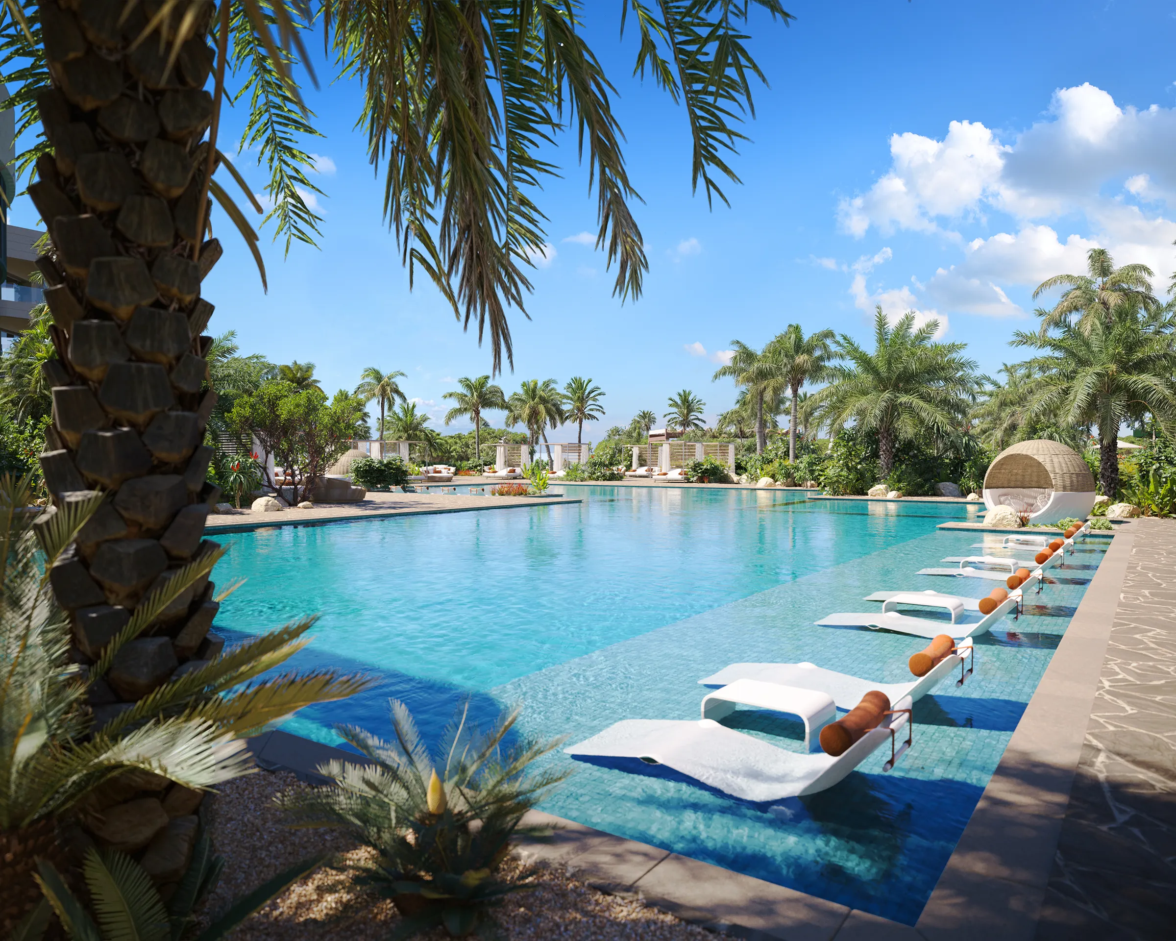 Hotel Joia Eagle Beach Aruba piscina render fotorrealistas