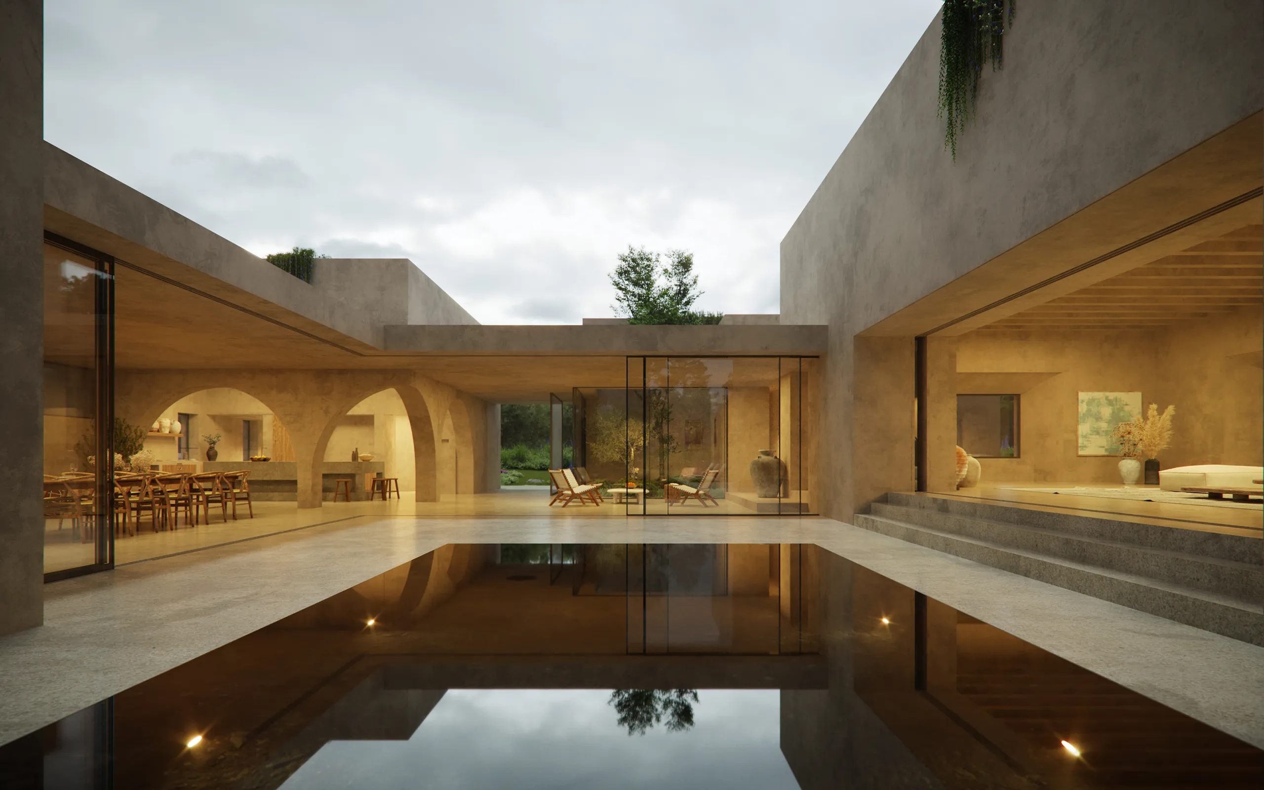 Villa Sta Ponca Mallorca Interior Pool 3D Architecture