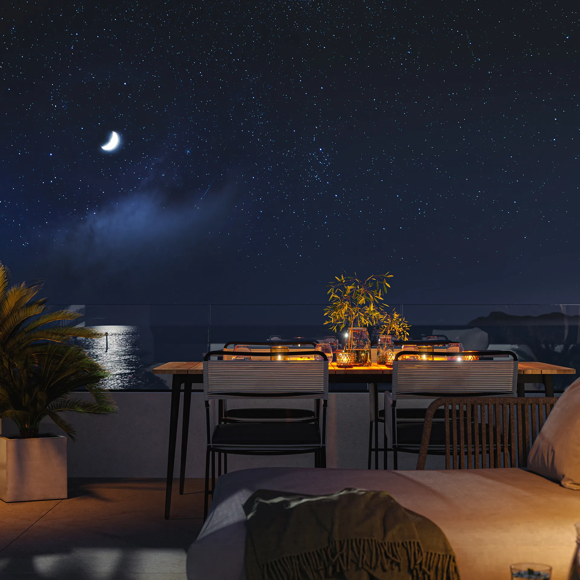 Villa Alcudia Mallorca Outdoor Cinema Hyperrealistic 3D