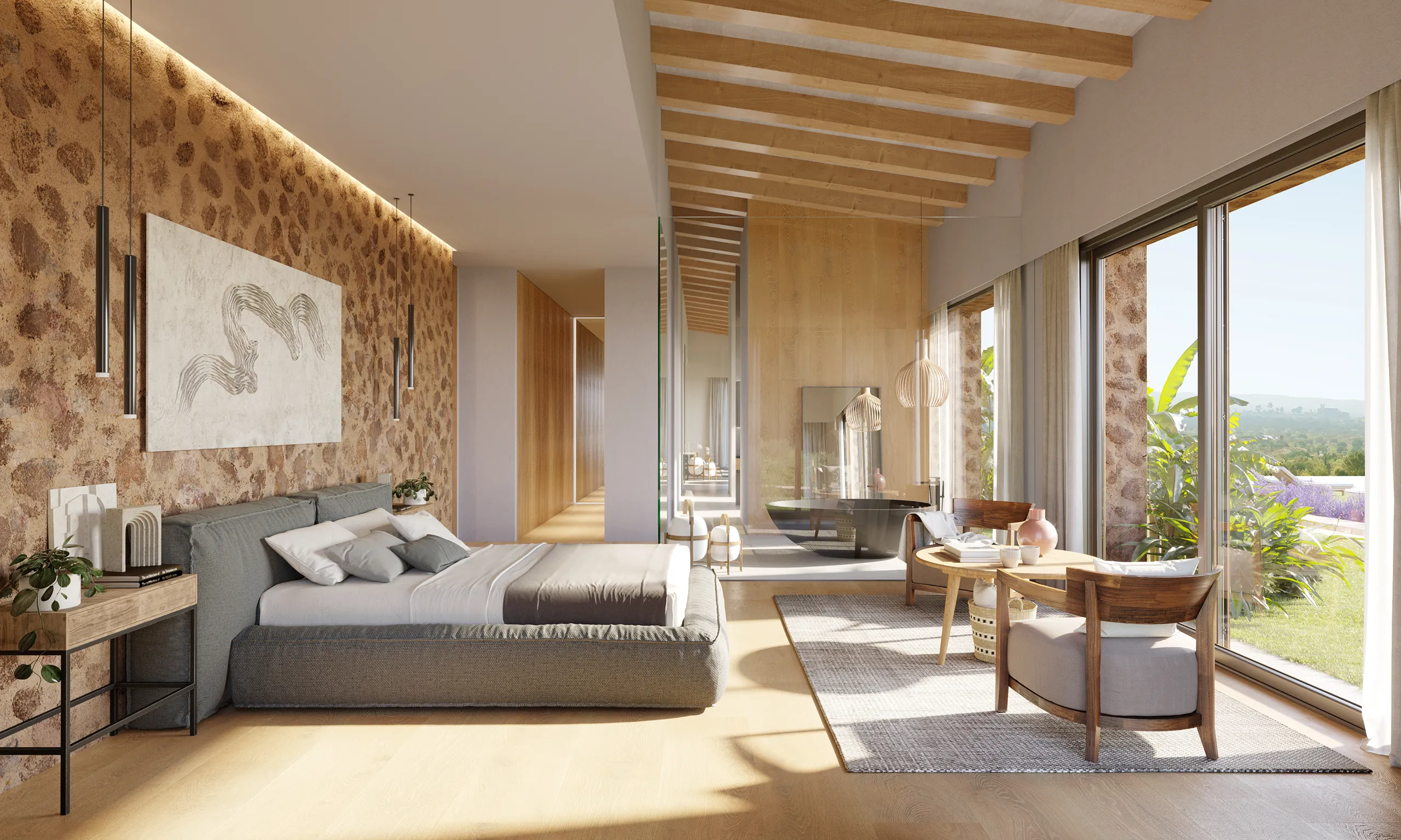 Finca Bunyola Mallorca Bedroom Architectural Renderings