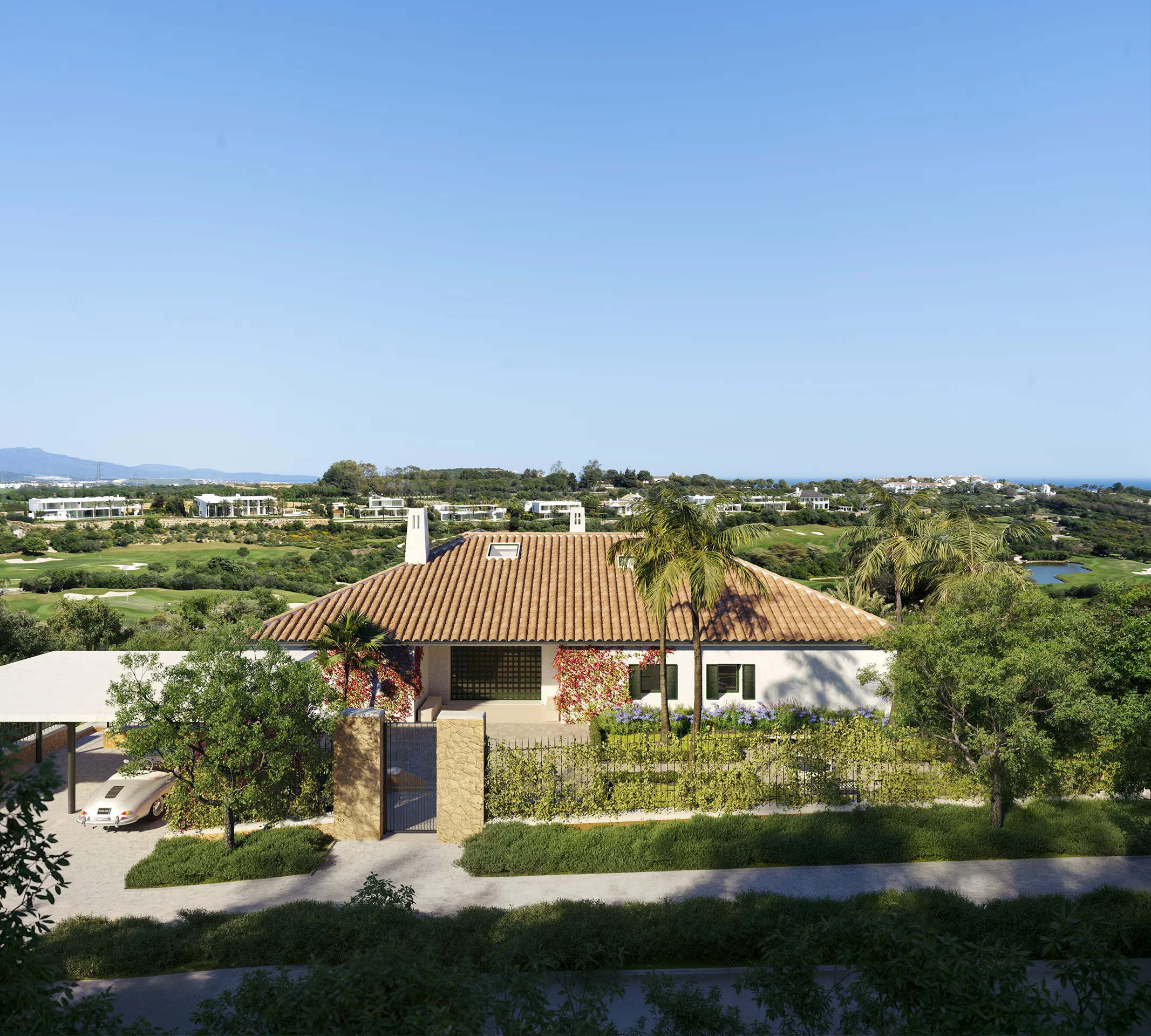 Villa Finca Cortesin Marbella Aerial view Renderings of Architecture