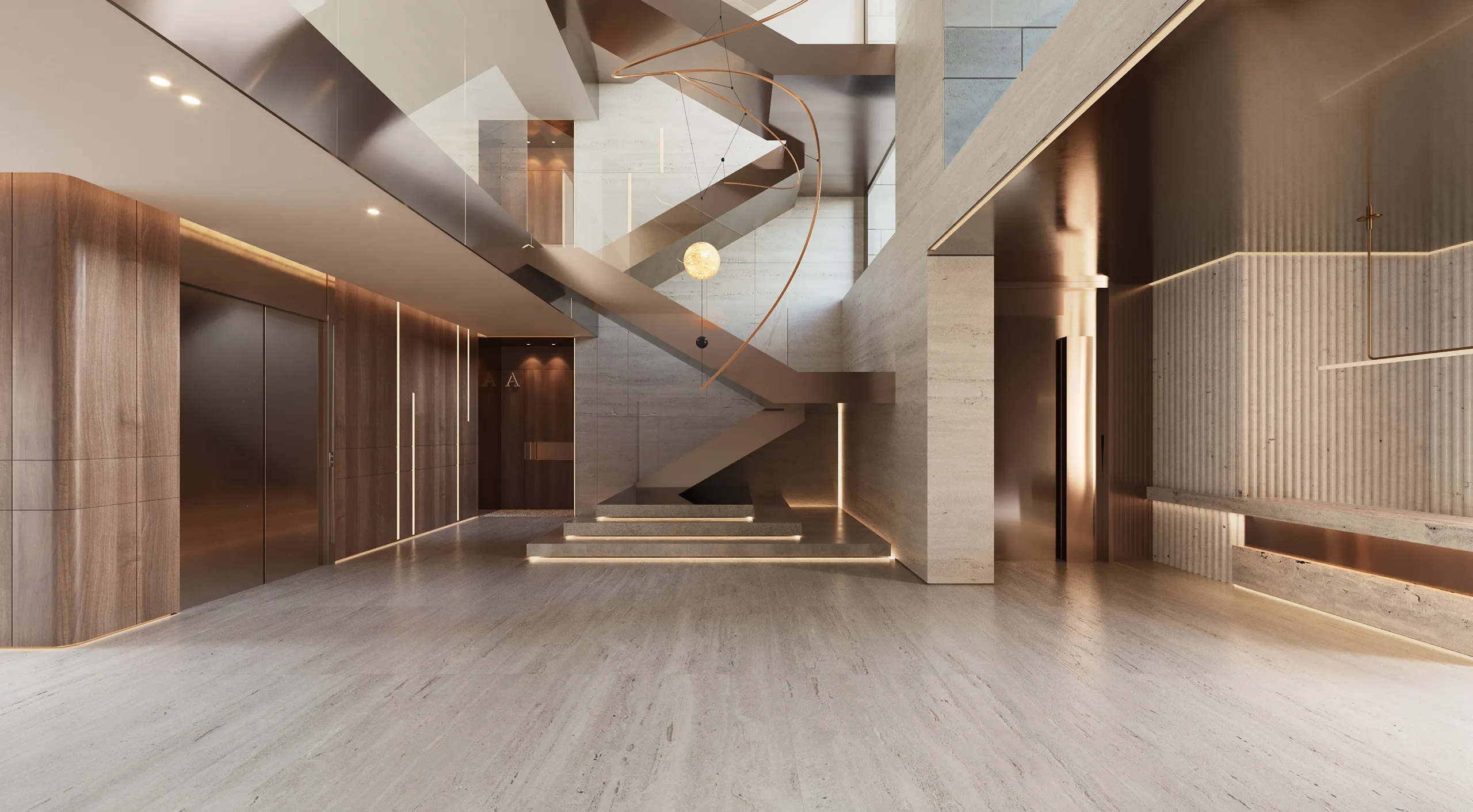 Viviendas Luxury Madrid stair Architectural Cgi