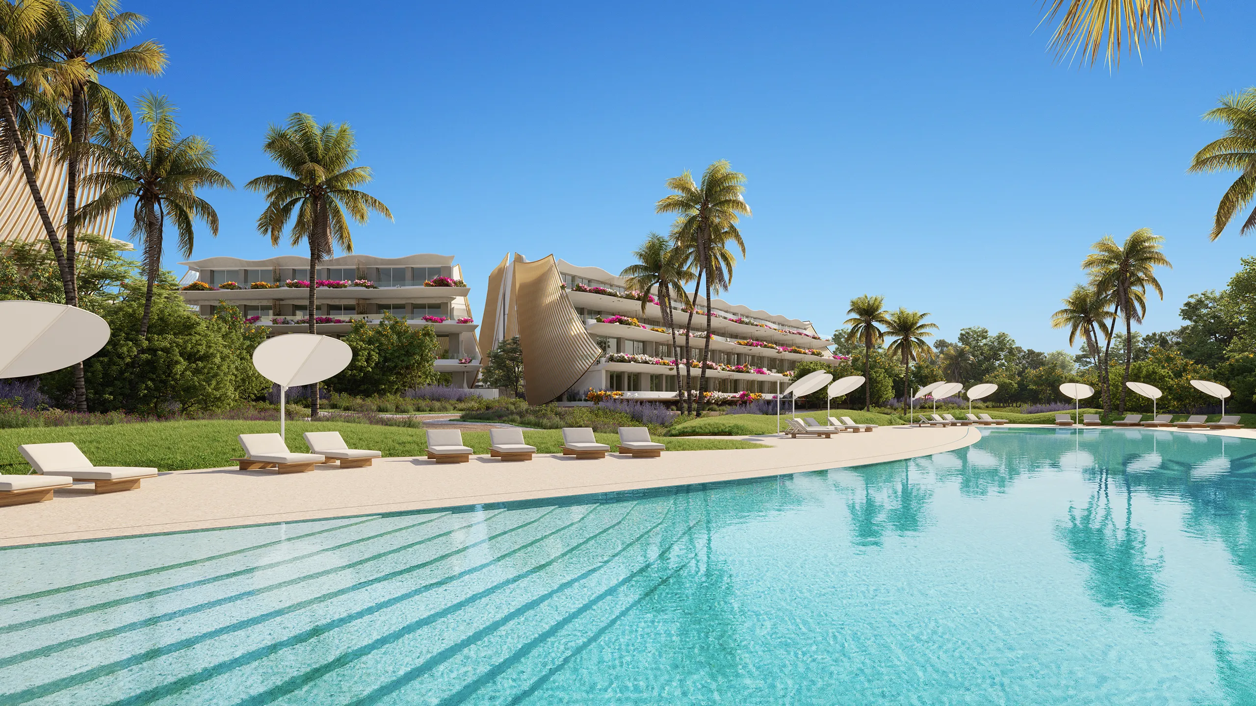 Apartaments Benidorm Alicante Pool Architectural 3D
