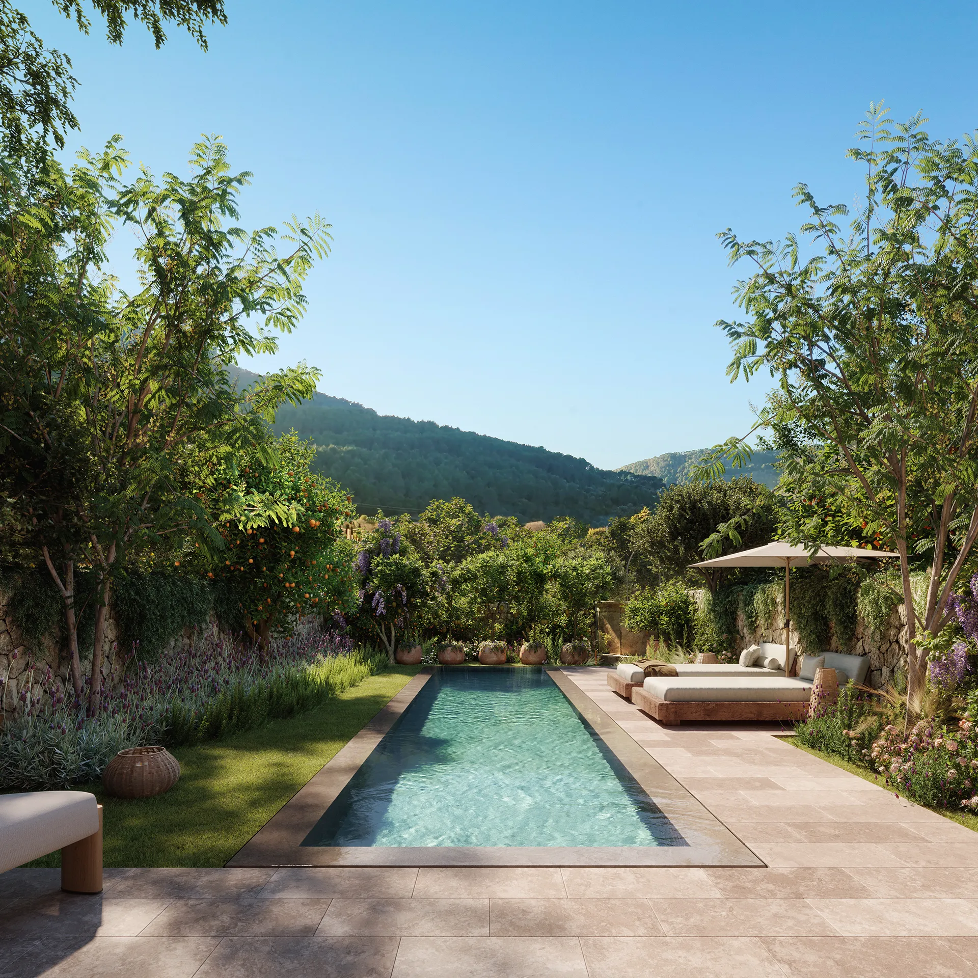 House Mares Soller Mallorca Pool 3D Architecture