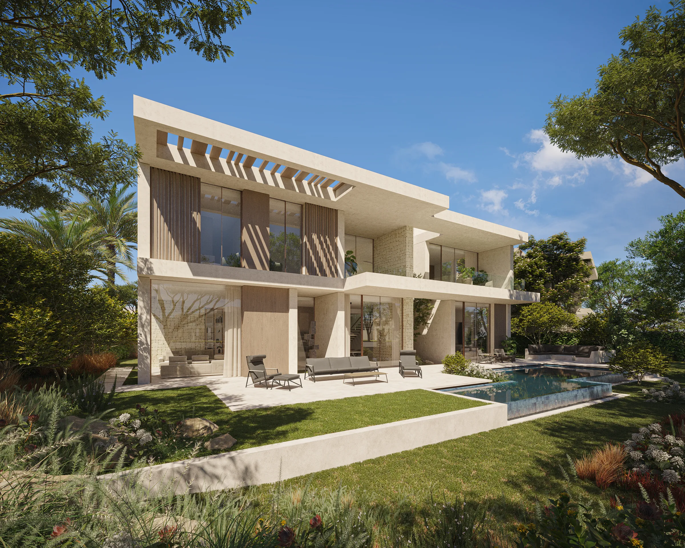 casa Dubai Fachada Visualizacion fotorrealista