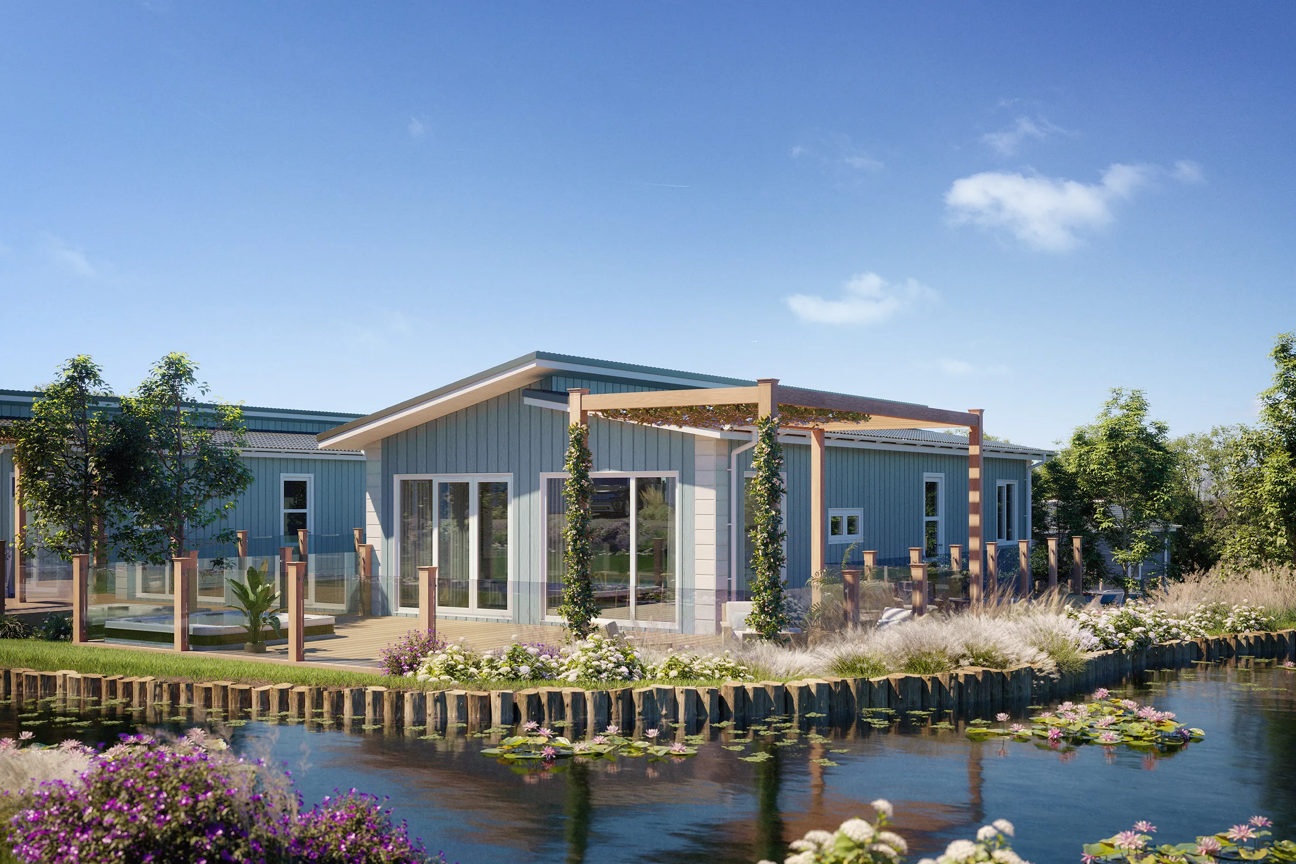 Burn Park Lodges Uk Fassade eye level Real Estate Vr