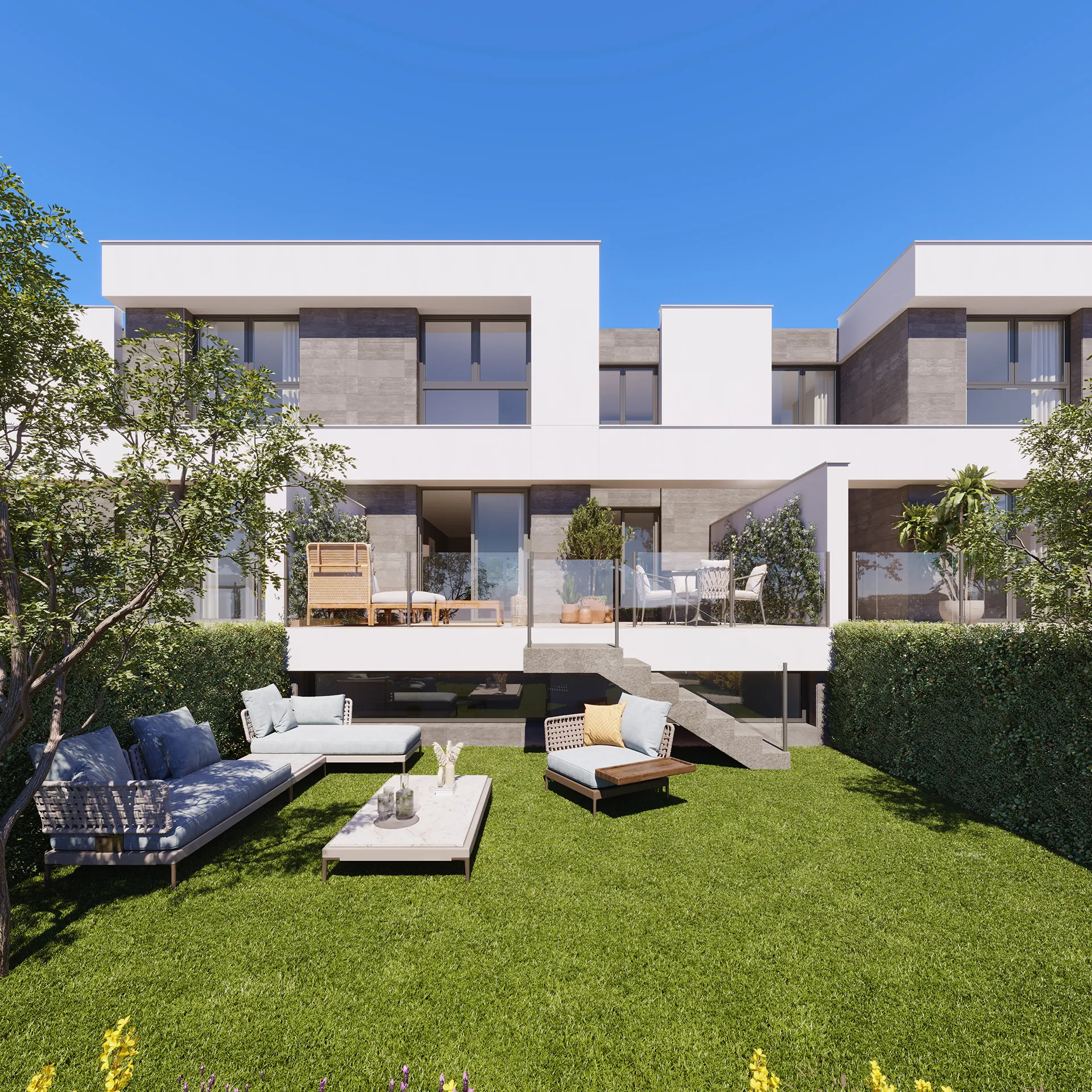 Ilex Adosado Colmenar Viejo Madrid Garden real estate rendering