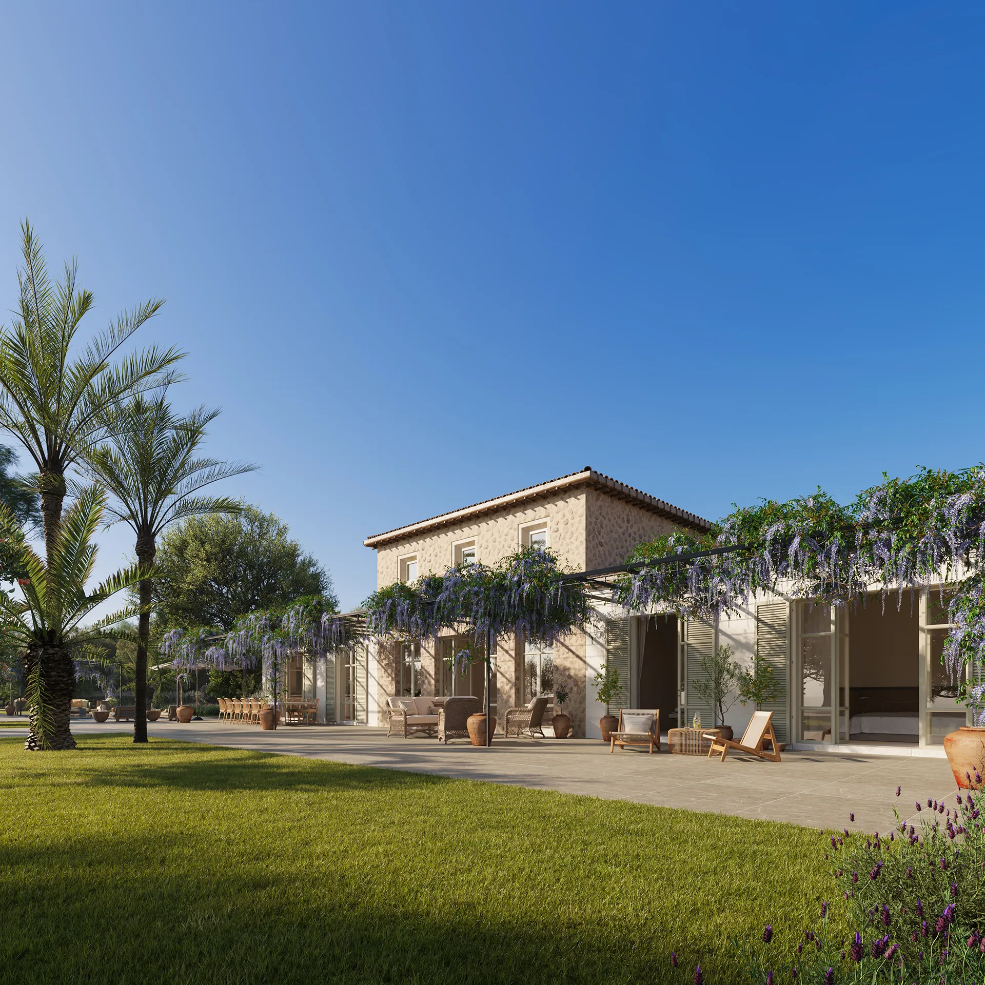 Finca Manacor Mallorca Fassade eye level Architectural Renderings
