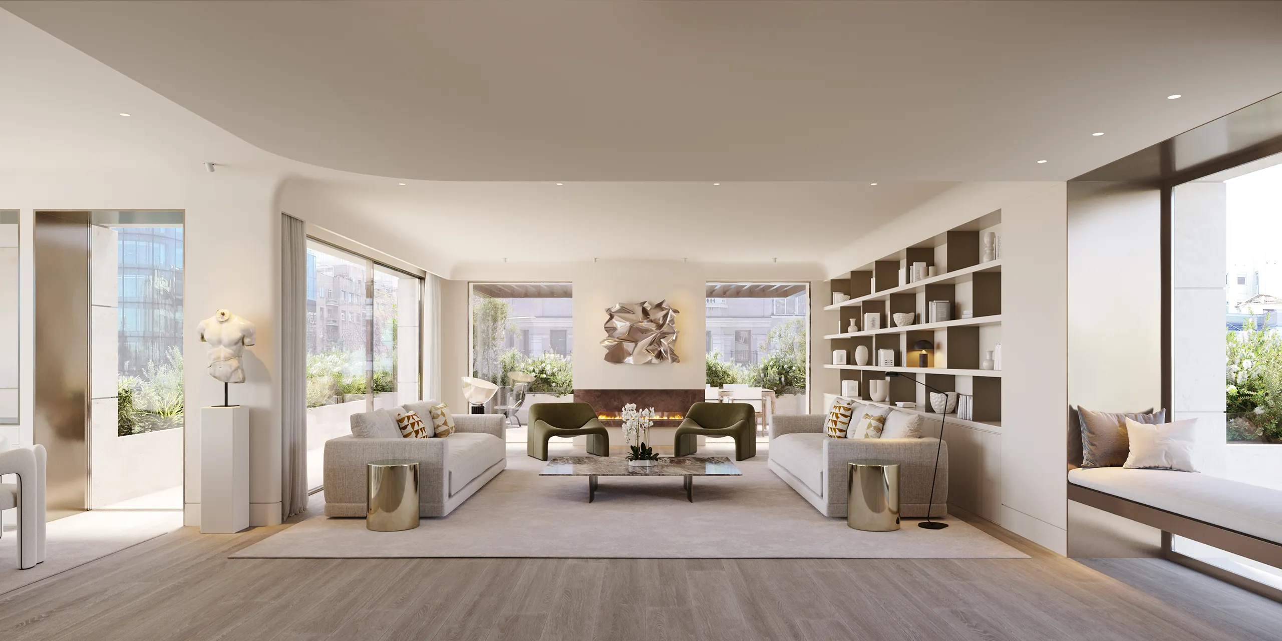 Viviendas Luxury Madrid Living Architectural Rendering