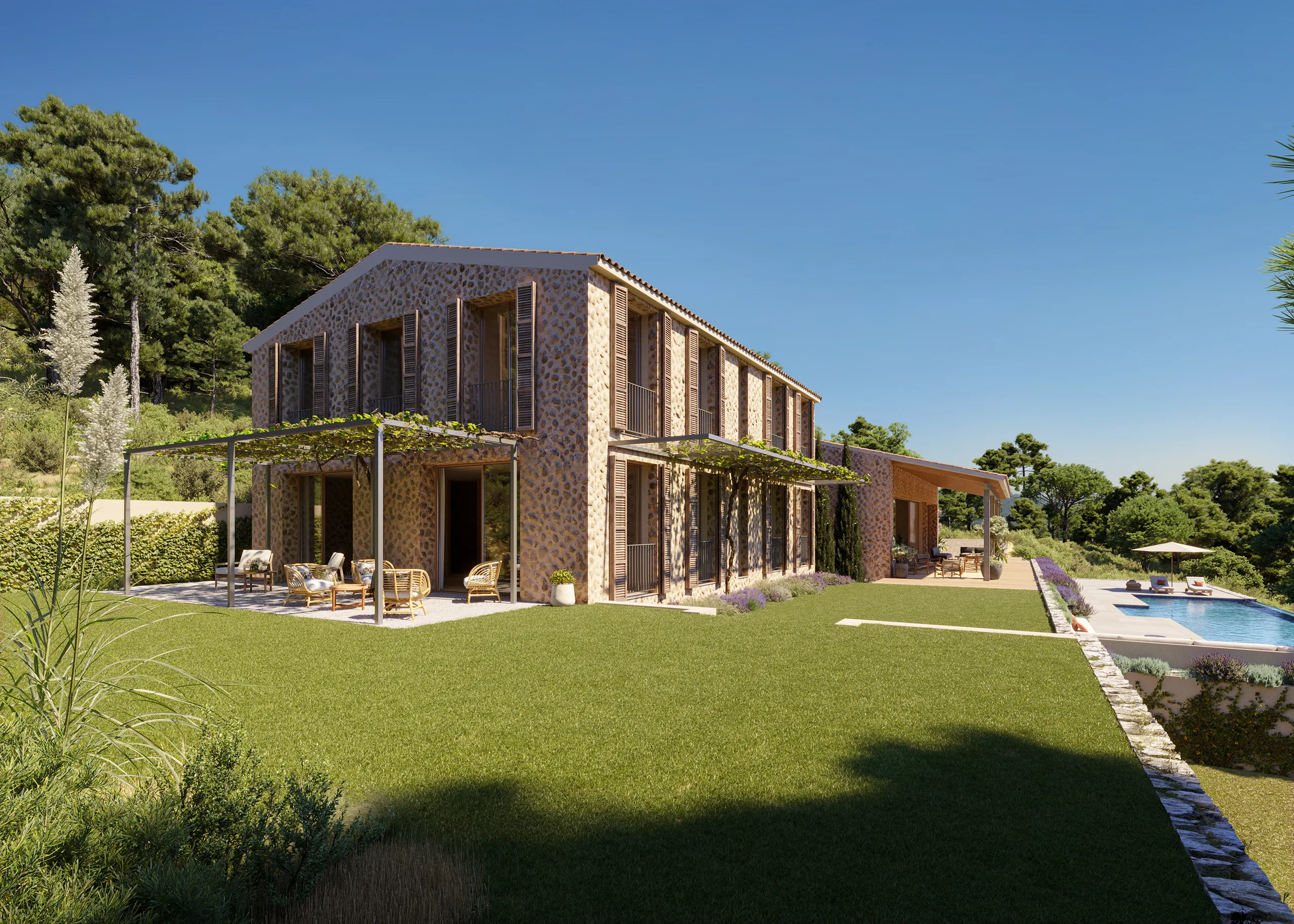 House Bunyola Mallorca Garden Hyperrealistic Virtual Tour