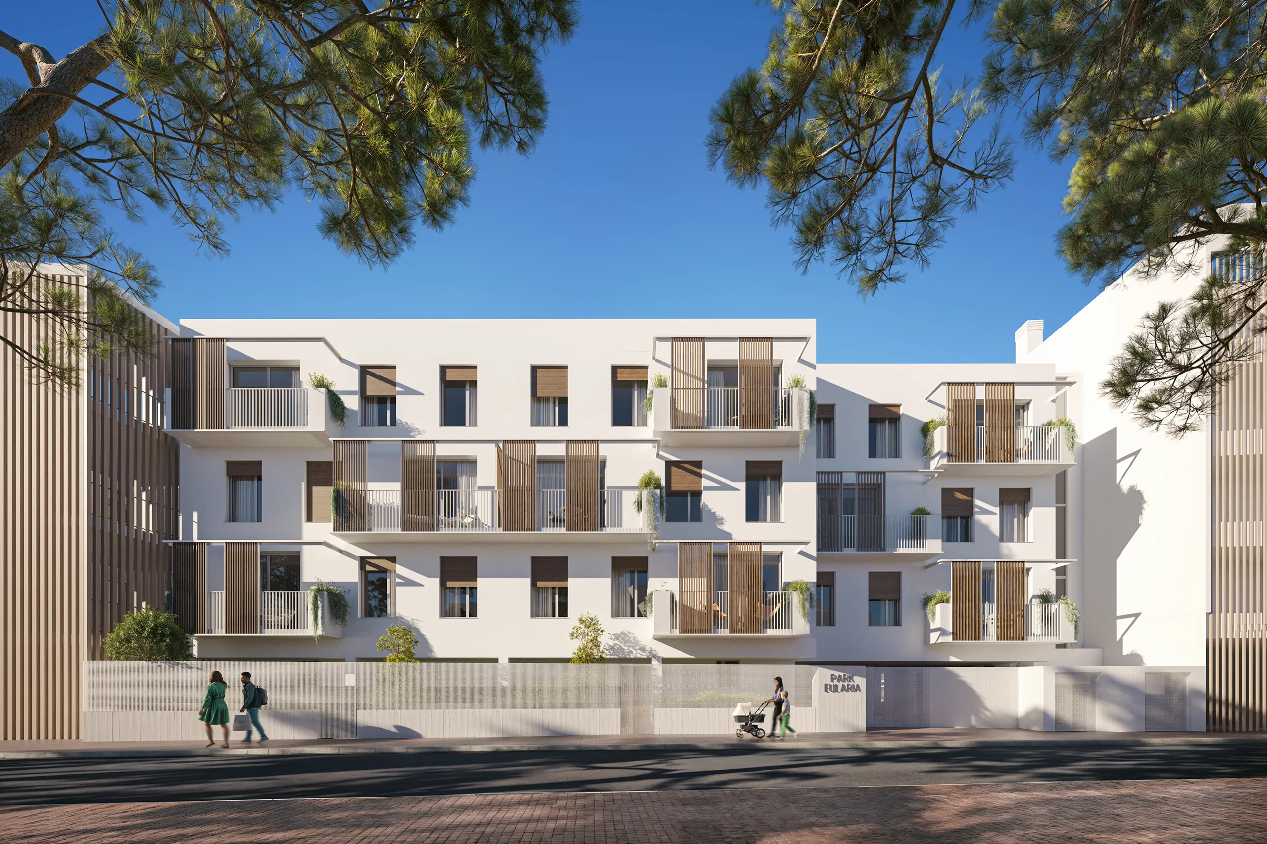 Eularia Apartments Santa Eulalia Ibiza Fassade eye level Rendering of Architecture
