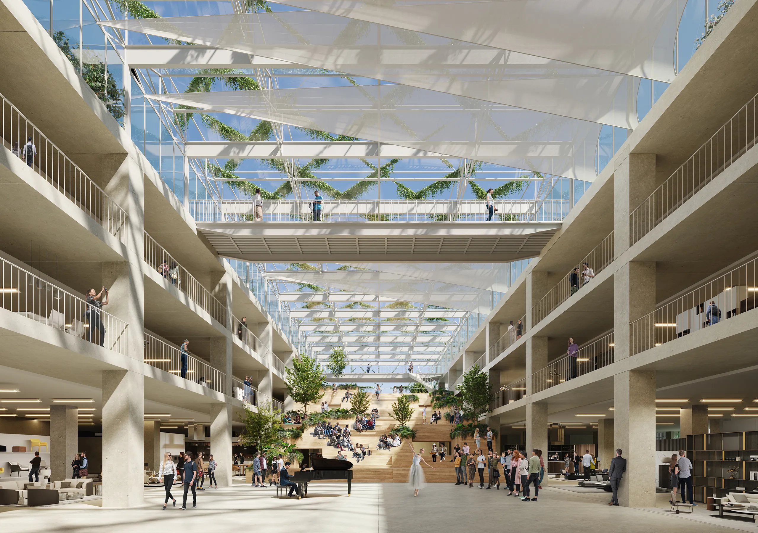 Limmatpark Oficinas Centrales Suiza Zonas comunes visualizacion arquitectonica