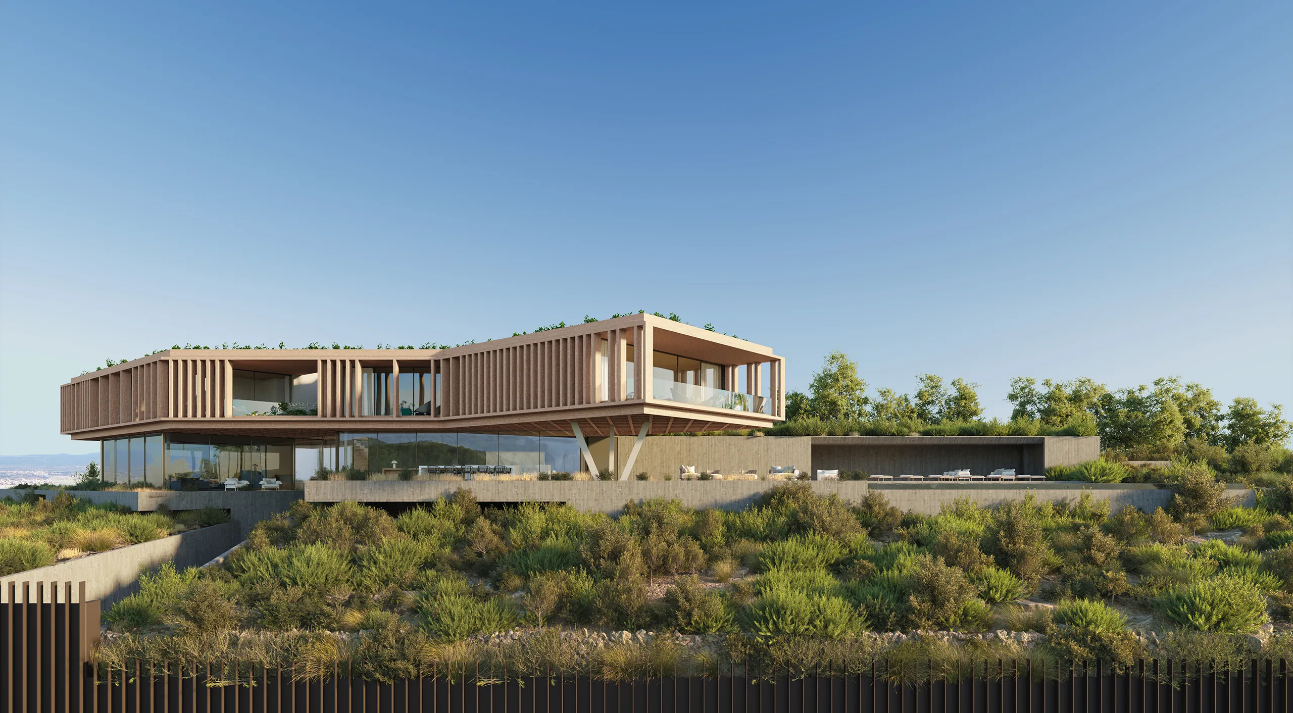 Villa Son Vida Mallorca Fachada Visualizacion Arquitectonica