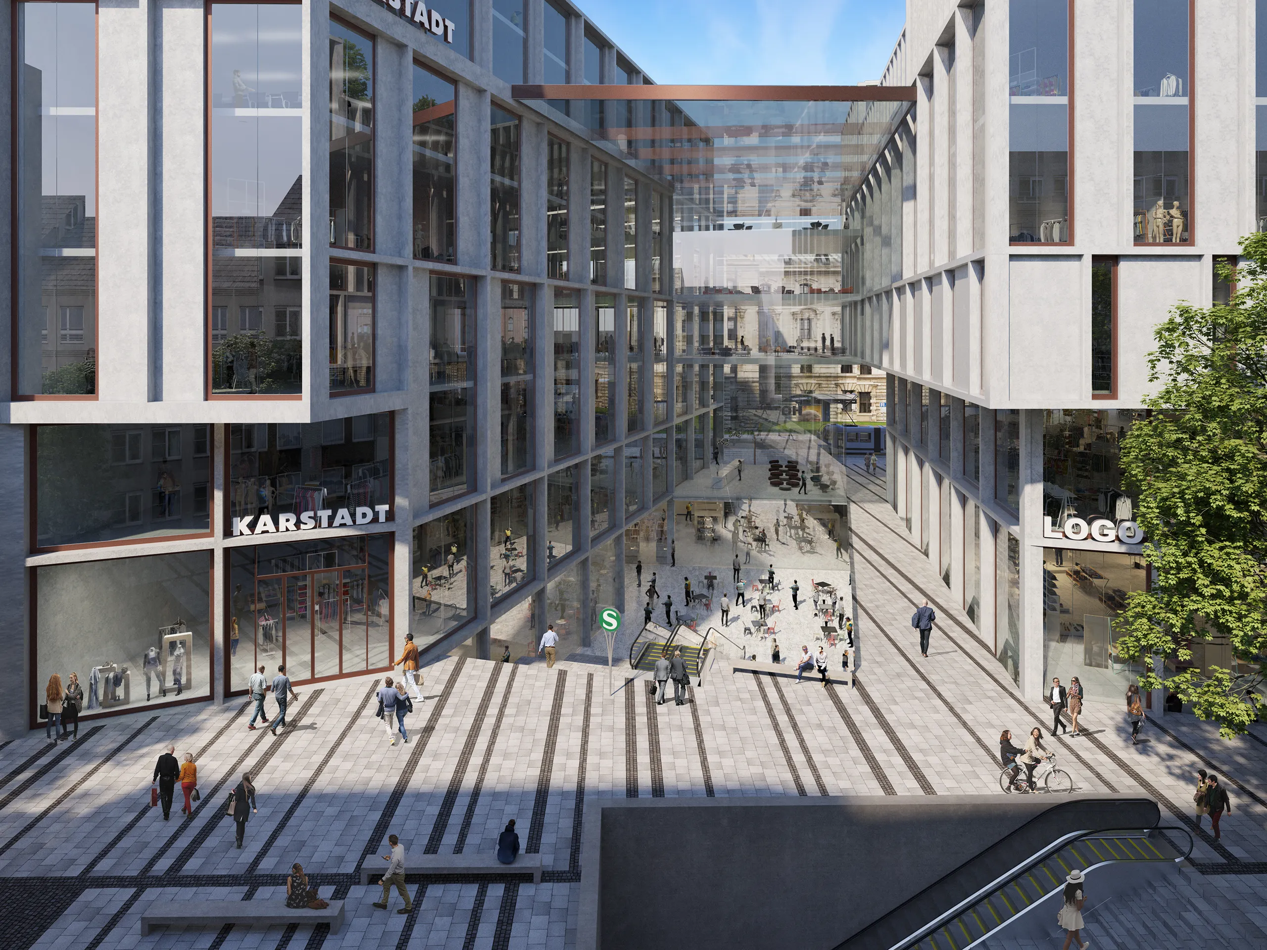 Karstadt Office Munich Germany Fassade eye level Real Estate Rendering