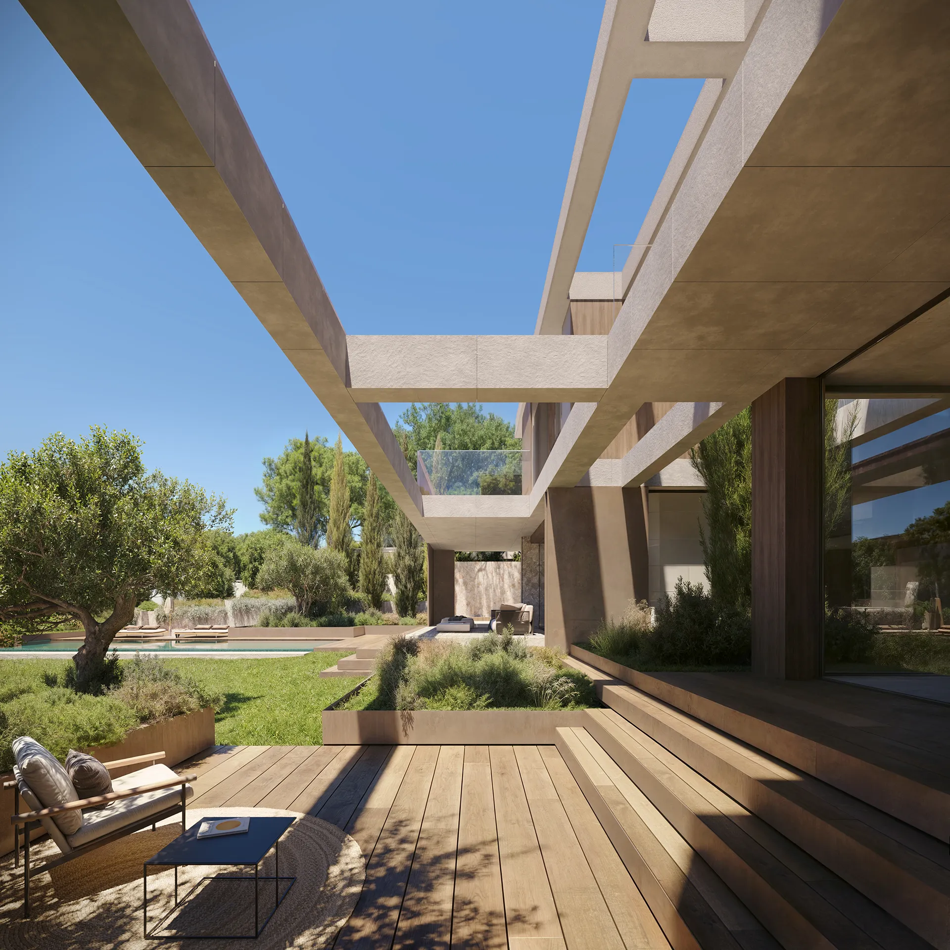 Villa Cala Falco Mallorca pergola visualizacion arquitectonicas