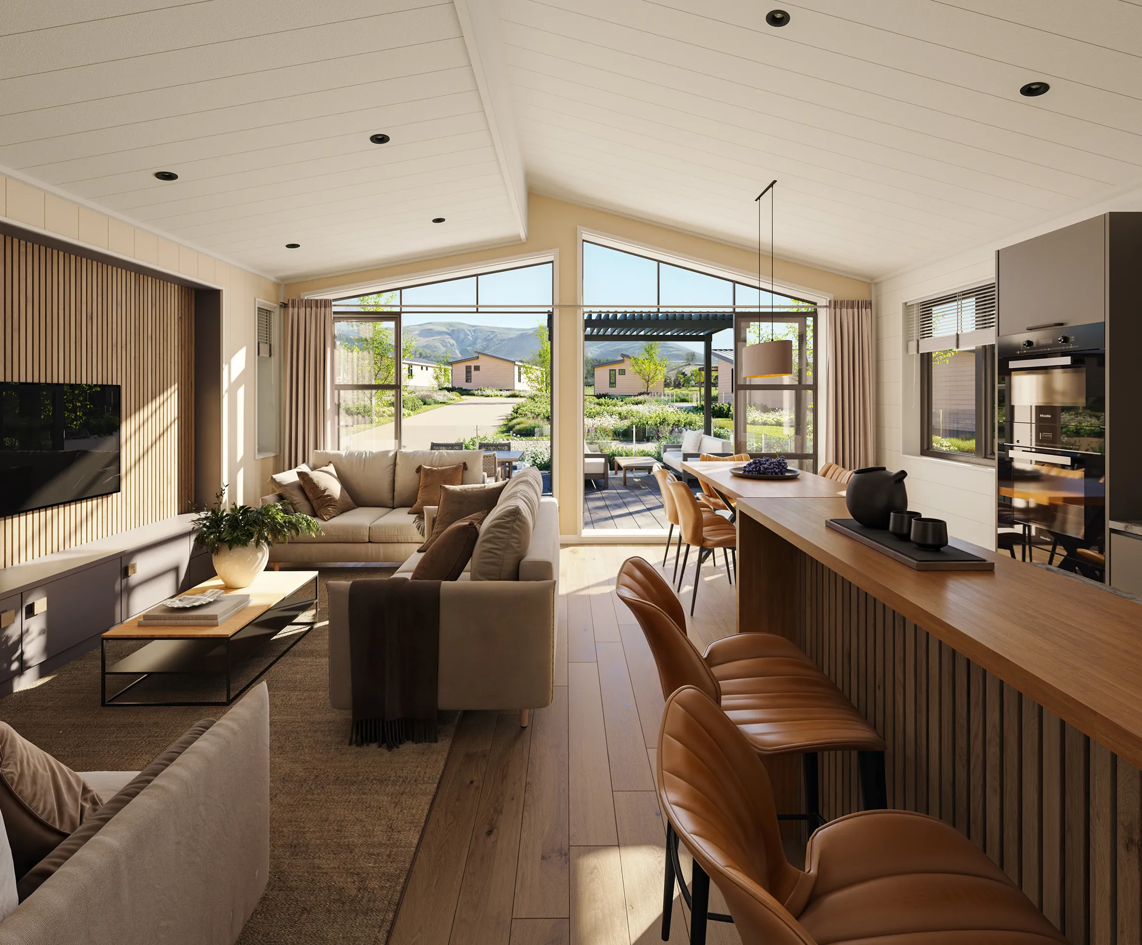 Lodges Lake District Uk pergola Visualizacion fotorrealista