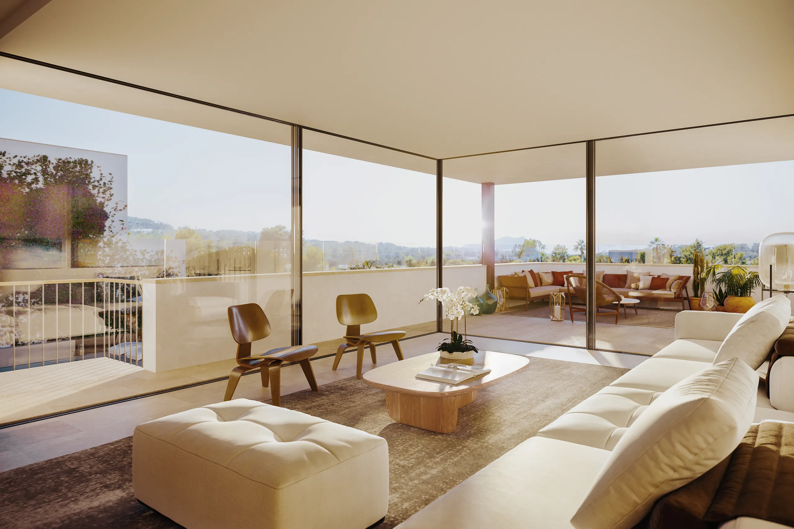 Villa Cala Comte Ibiza sala estar Inmobiliario cgi