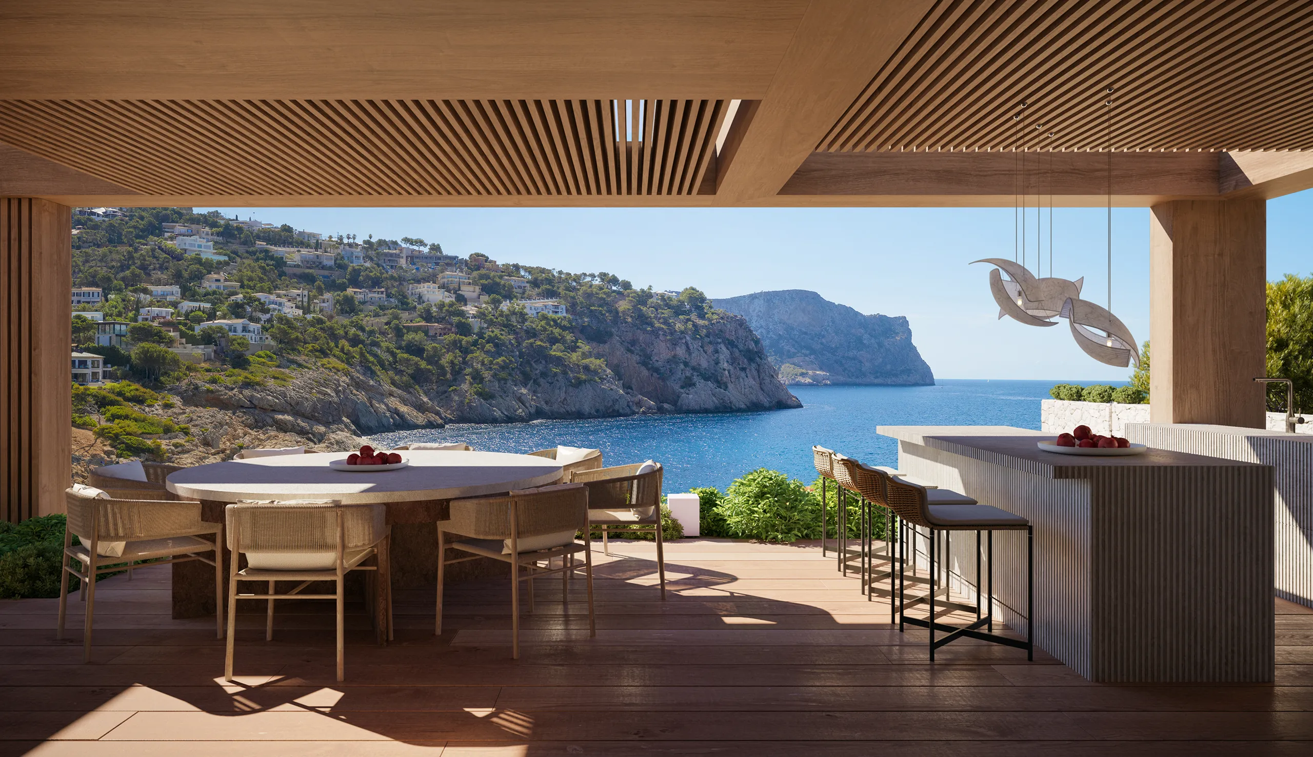 Villa Boat Inlet Andratx Mallorca pergola Render de arquitectura