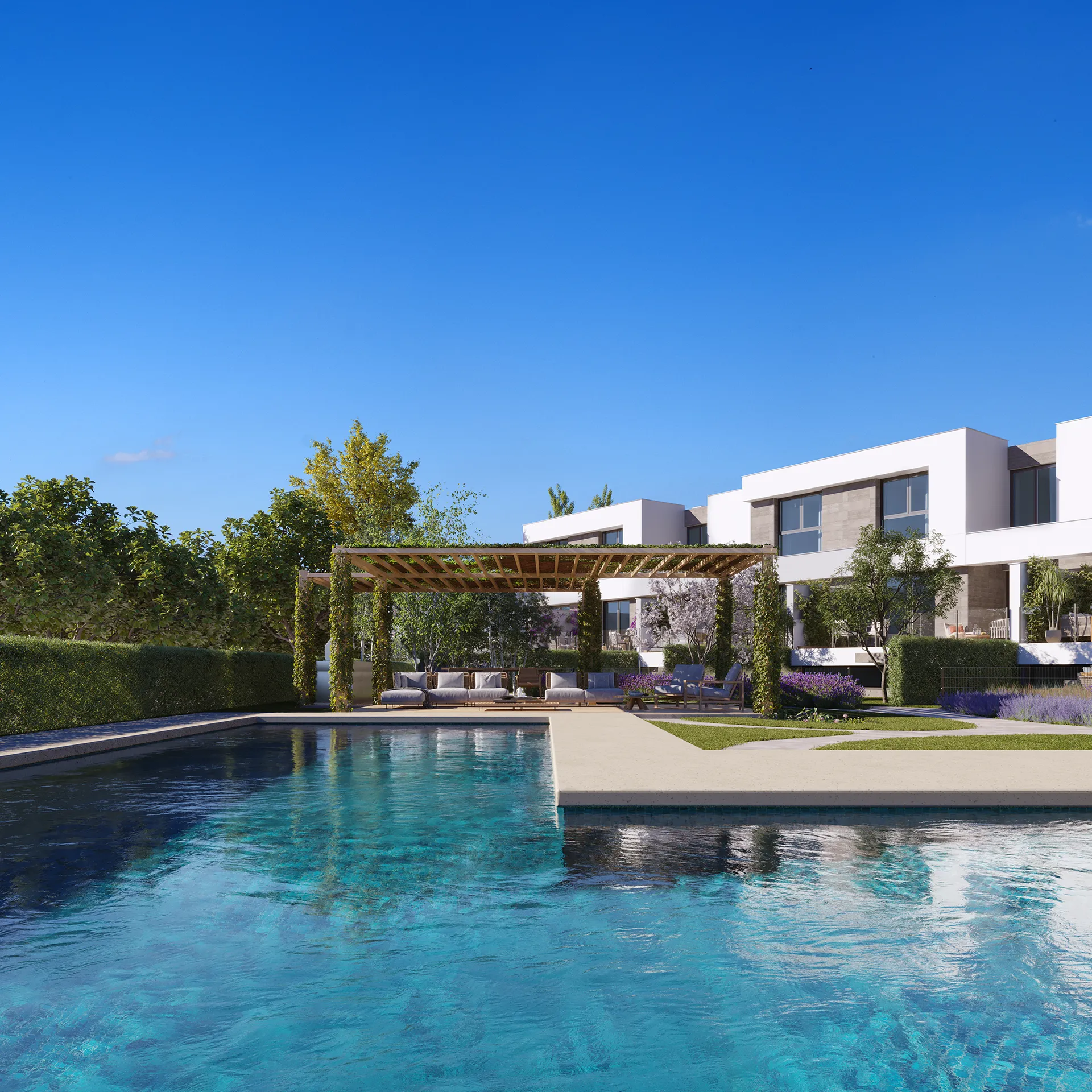 Ilex Adosado Colmenar Viejo Madrid Pool Architectural Rendering