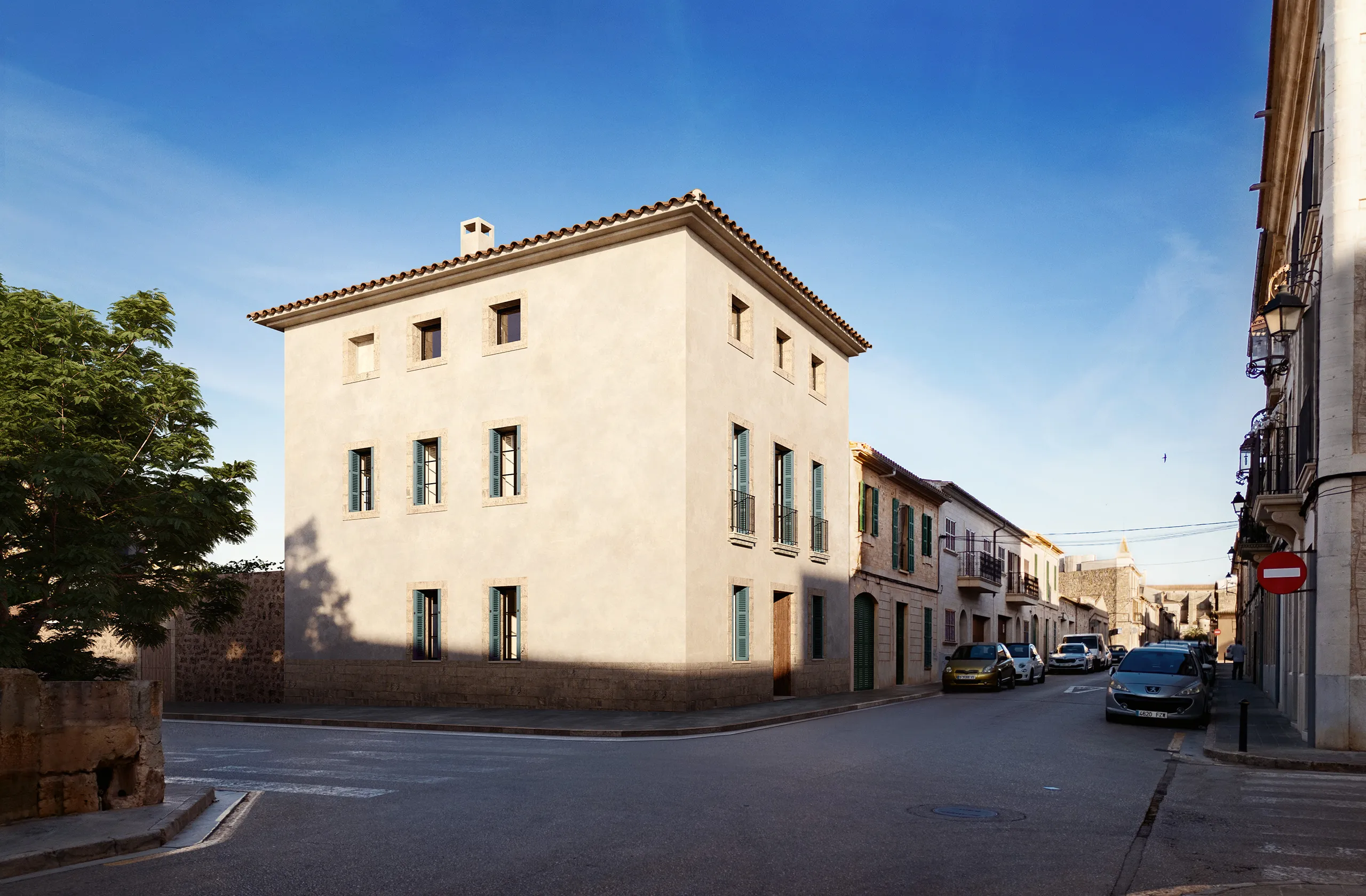 Townhouse Santanyi Mallorca Fassade eye level Architectural 3D