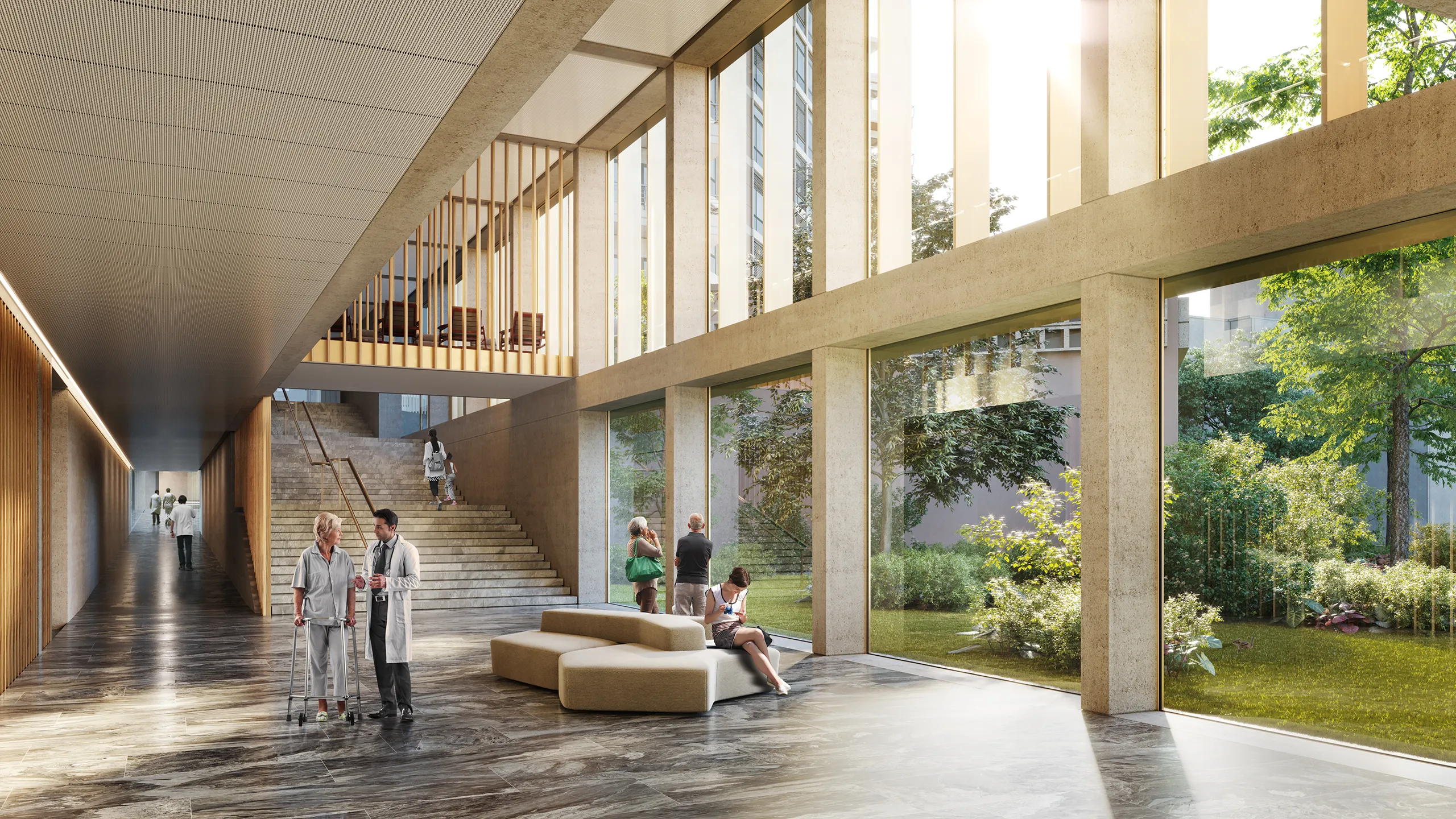 Kantonsspital Hospital Luzerna Switzerland Entrance Architectural Visualizations