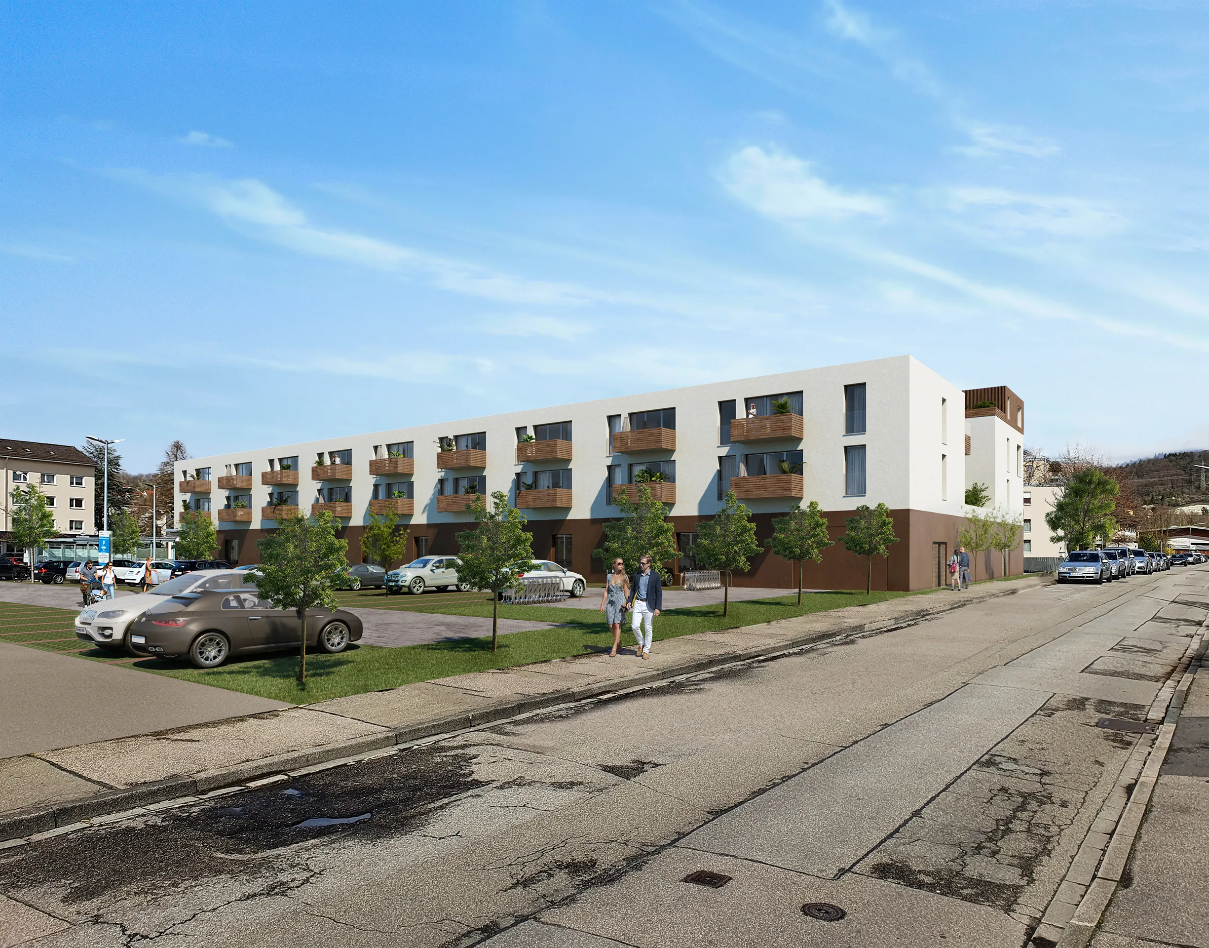 Housing Llorrach Germany Fassade eye level photorealistic visualization