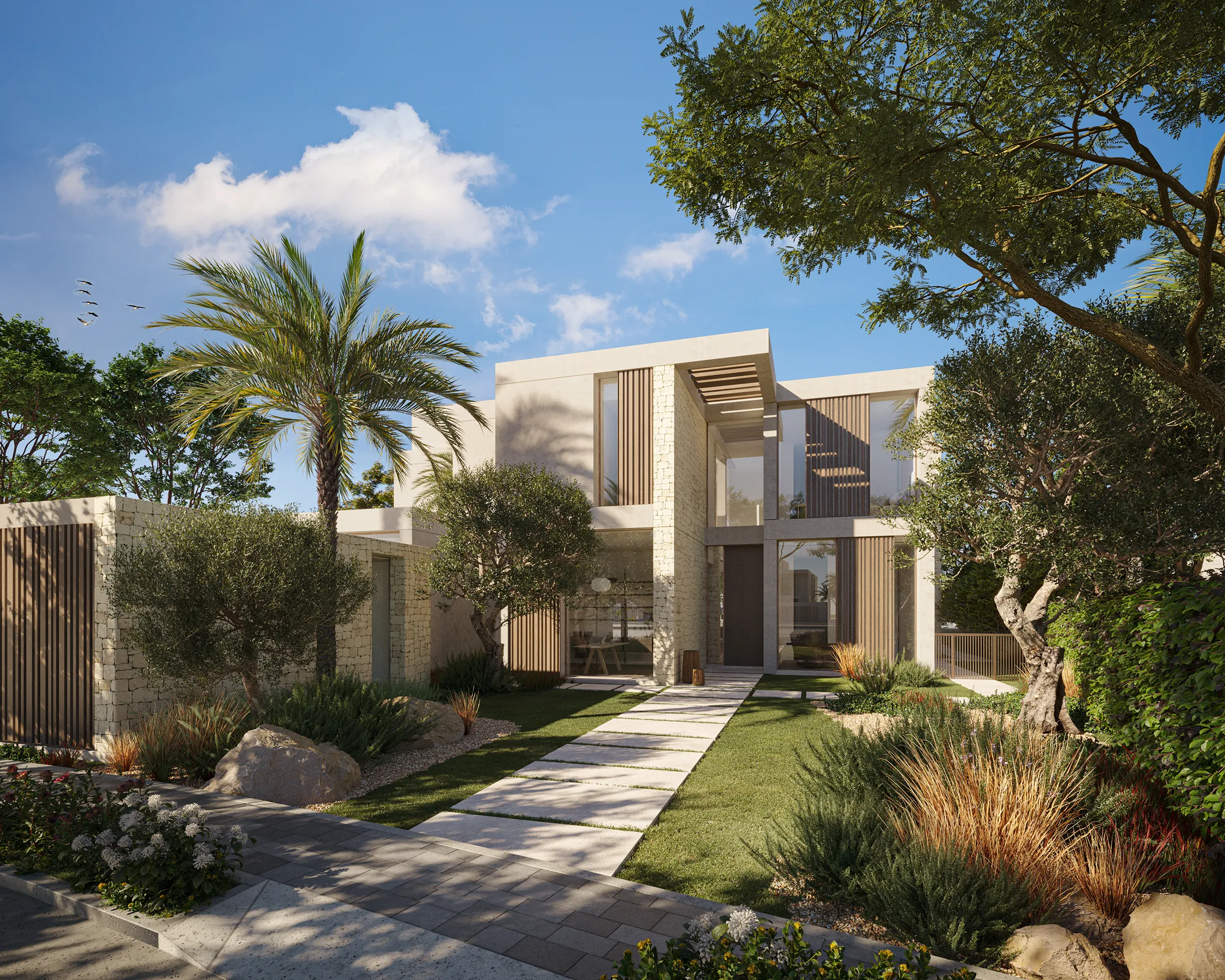 casa Dubai jardin cgi fotorrealista