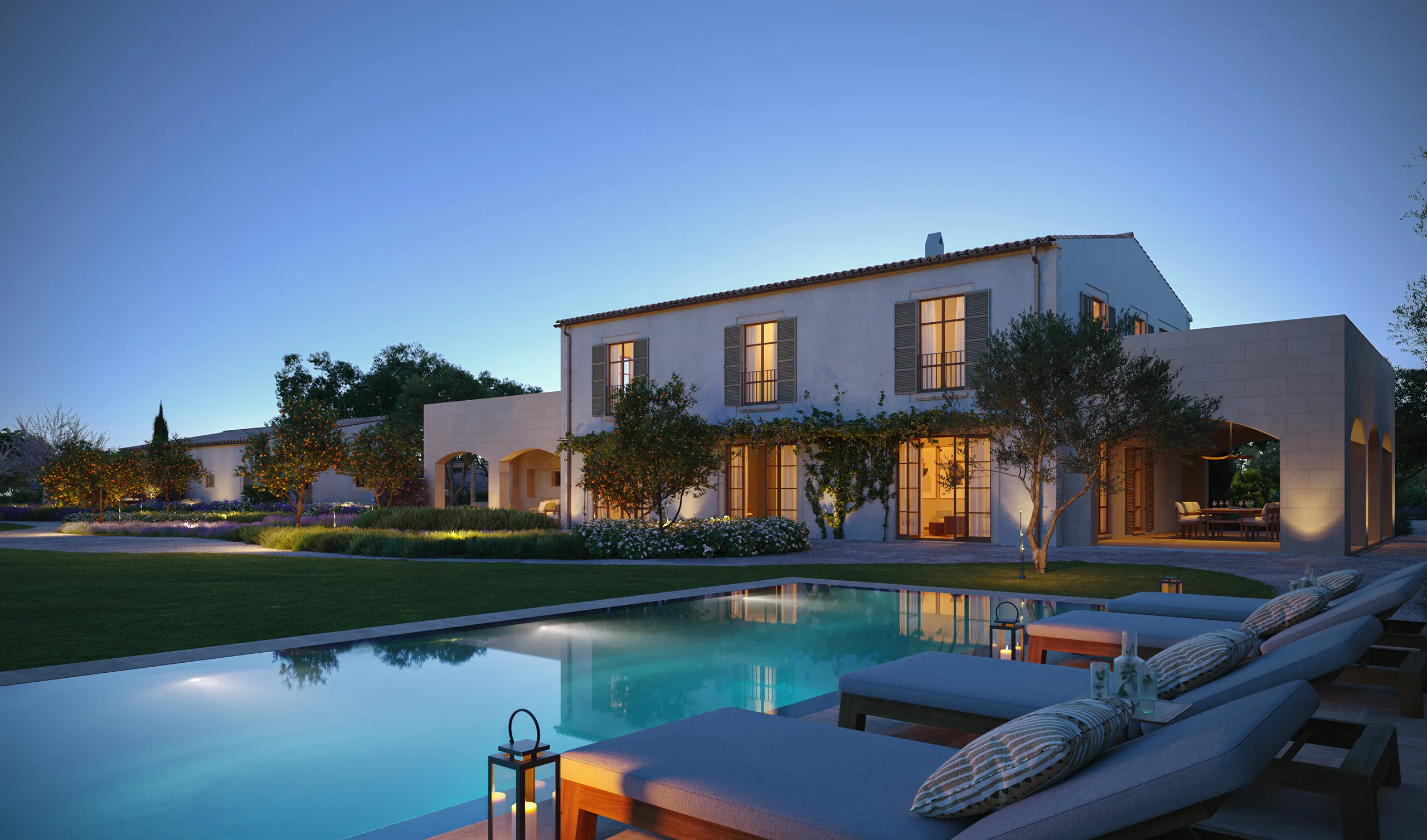 House Camp Santanyi Mallorca Pool Photorealistics Renderings