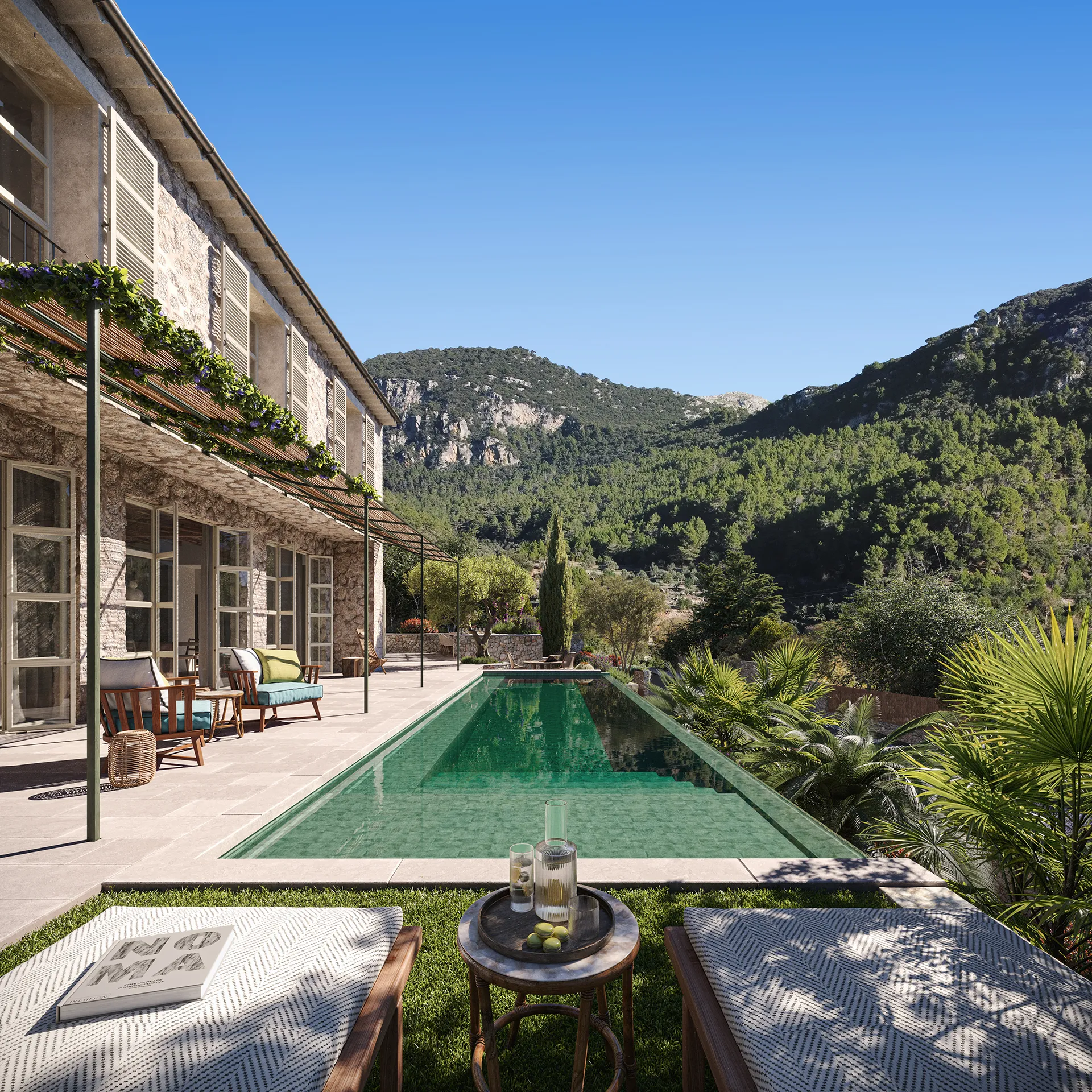Casa Valldemossa Mallorca piscina visualizacion arquitectonica