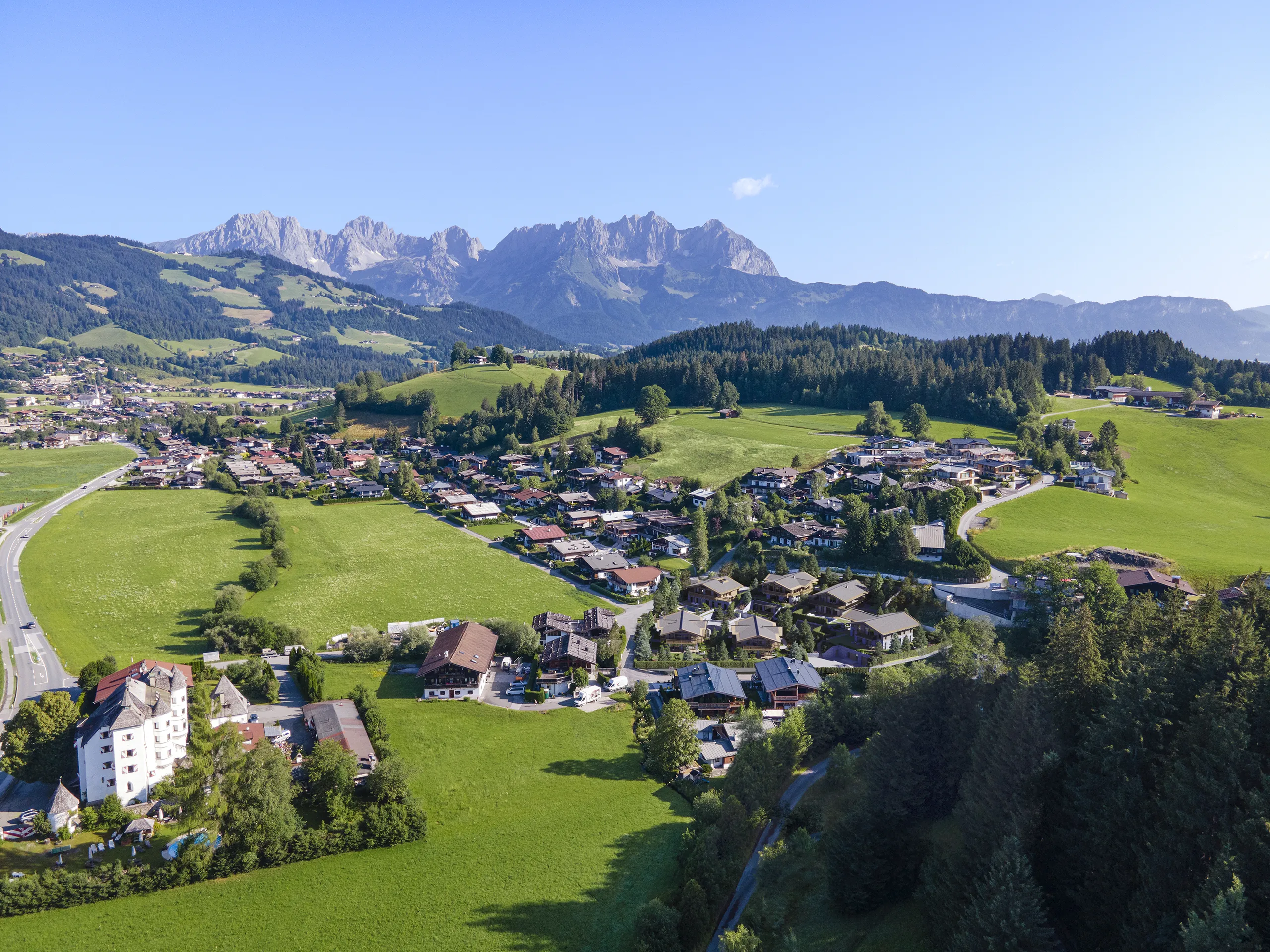 Villa Kitzbühel Austria Aerial view Hyperrealistic Visualisation