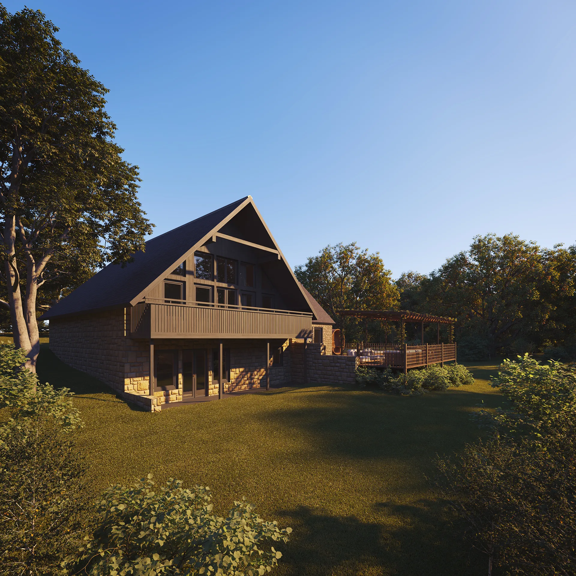 Lodge Slaley Northumberland Uk Fassade eye level Architectural Visualizations
