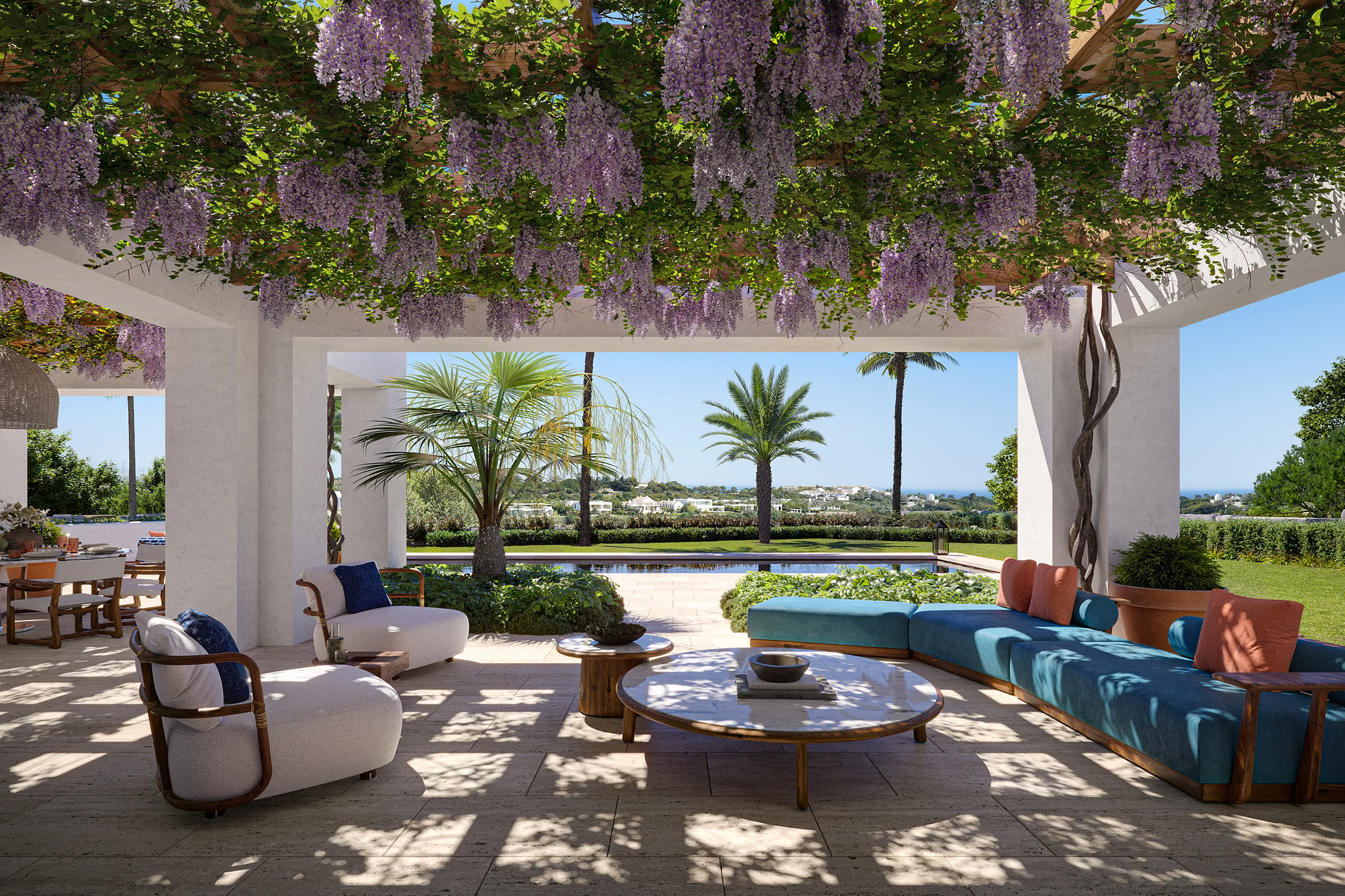 Villa Golf Finca Cortesin Marbella sala estar visualizacion arquitectonica