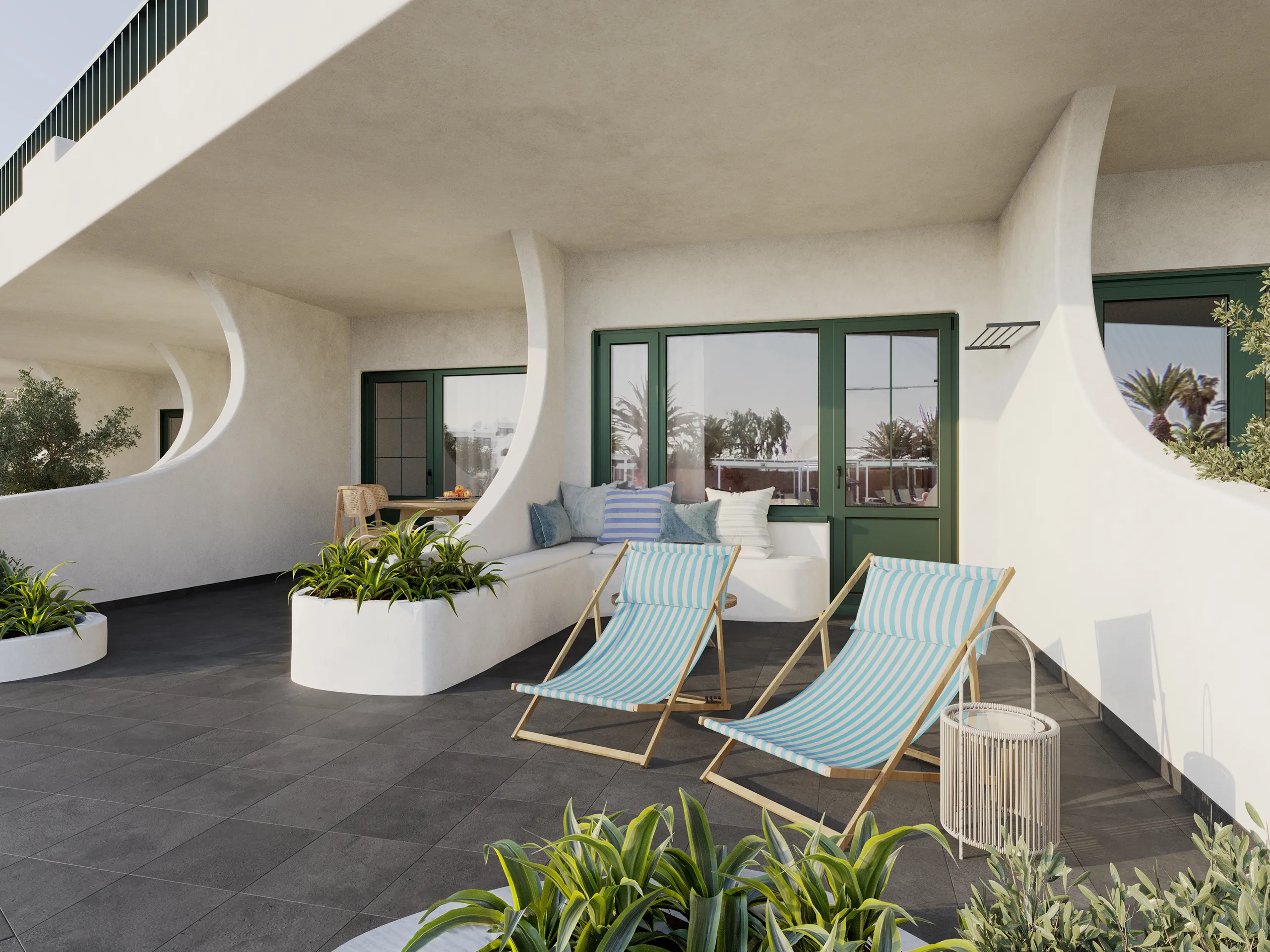 Club Hotel Lanzarote Spain Balcon Visualizacion fotorrealista