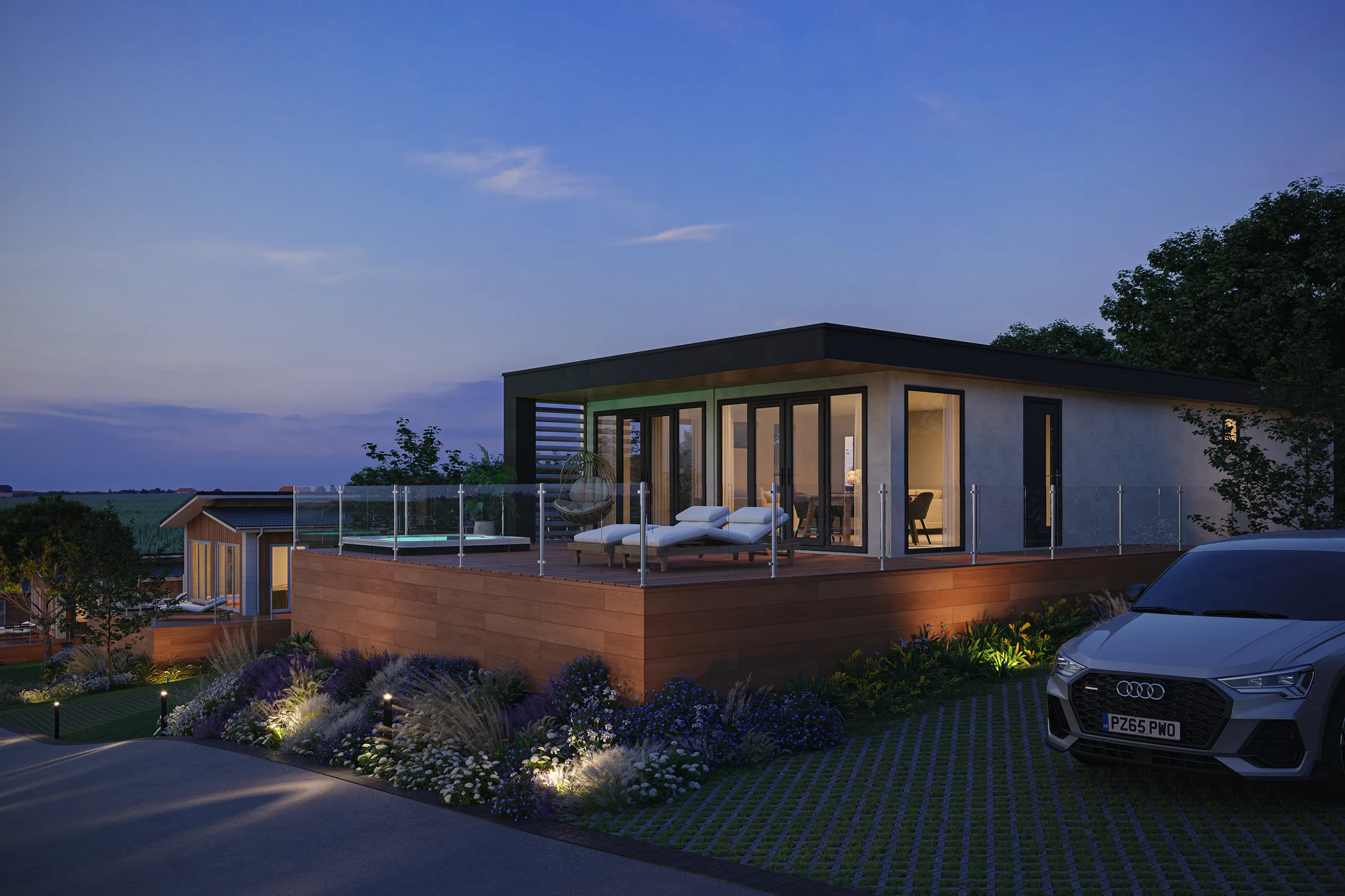 Lodge Dylan South Wales Uk terrace Hyperrealistic Renders