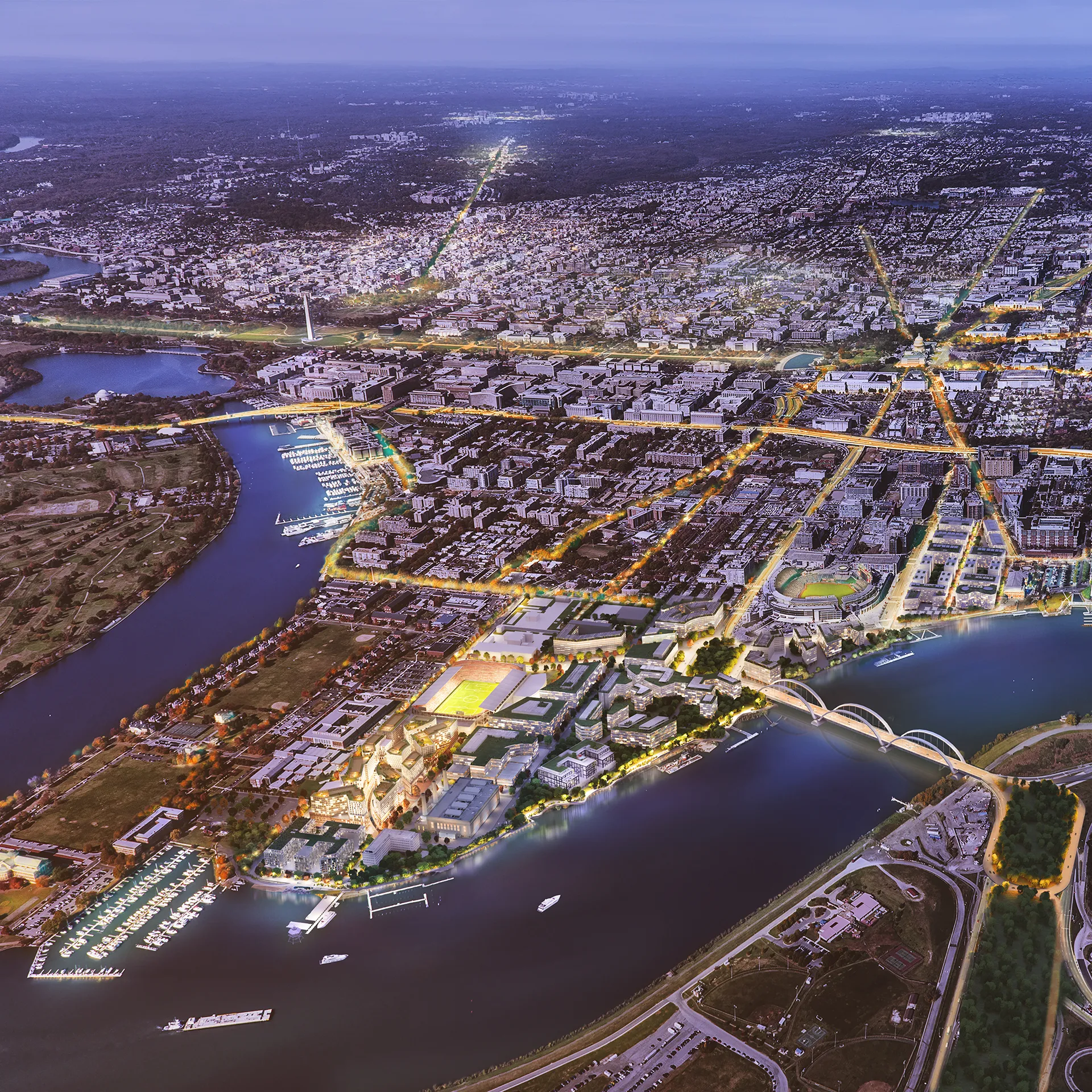 Buzzard Point Masterplan Washington EEUU Vista aerea Inmobiliario Virtual Tour