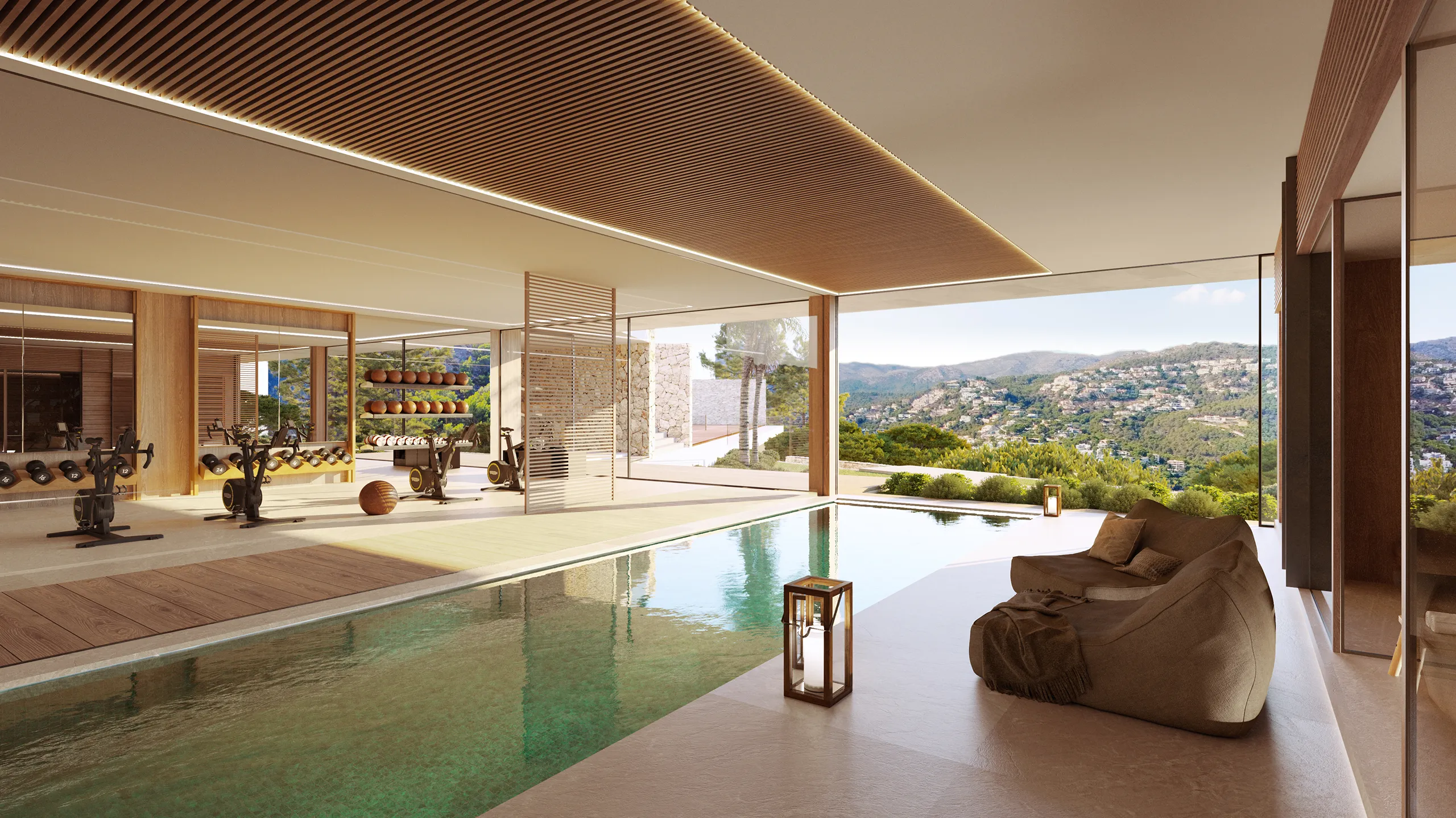 Estate Las Brisas Andratx Mallorca Interior Pool Architectural Visualization
