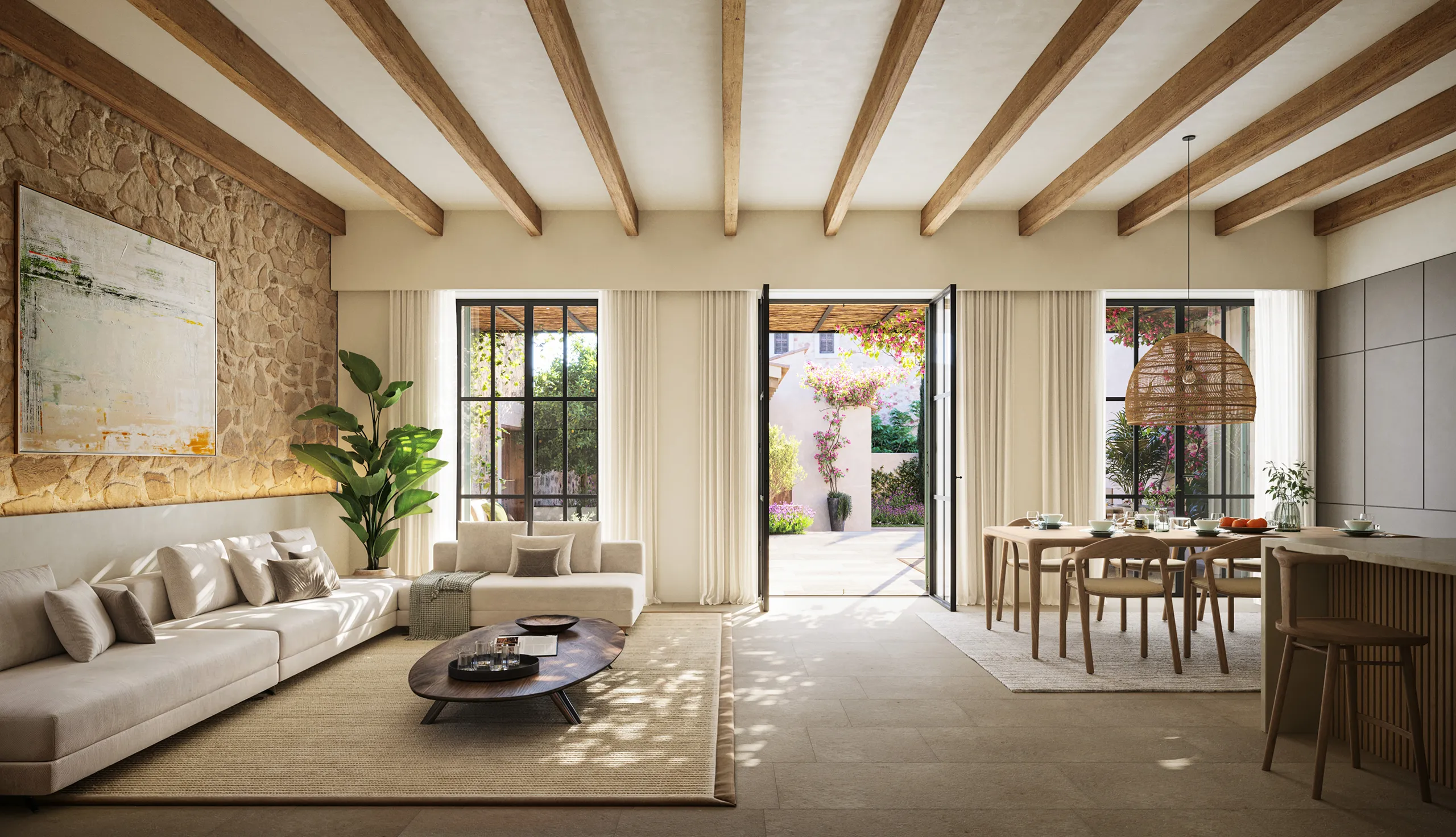 Townhouse Santanyi Mallorca Living Photorealistic Visualization