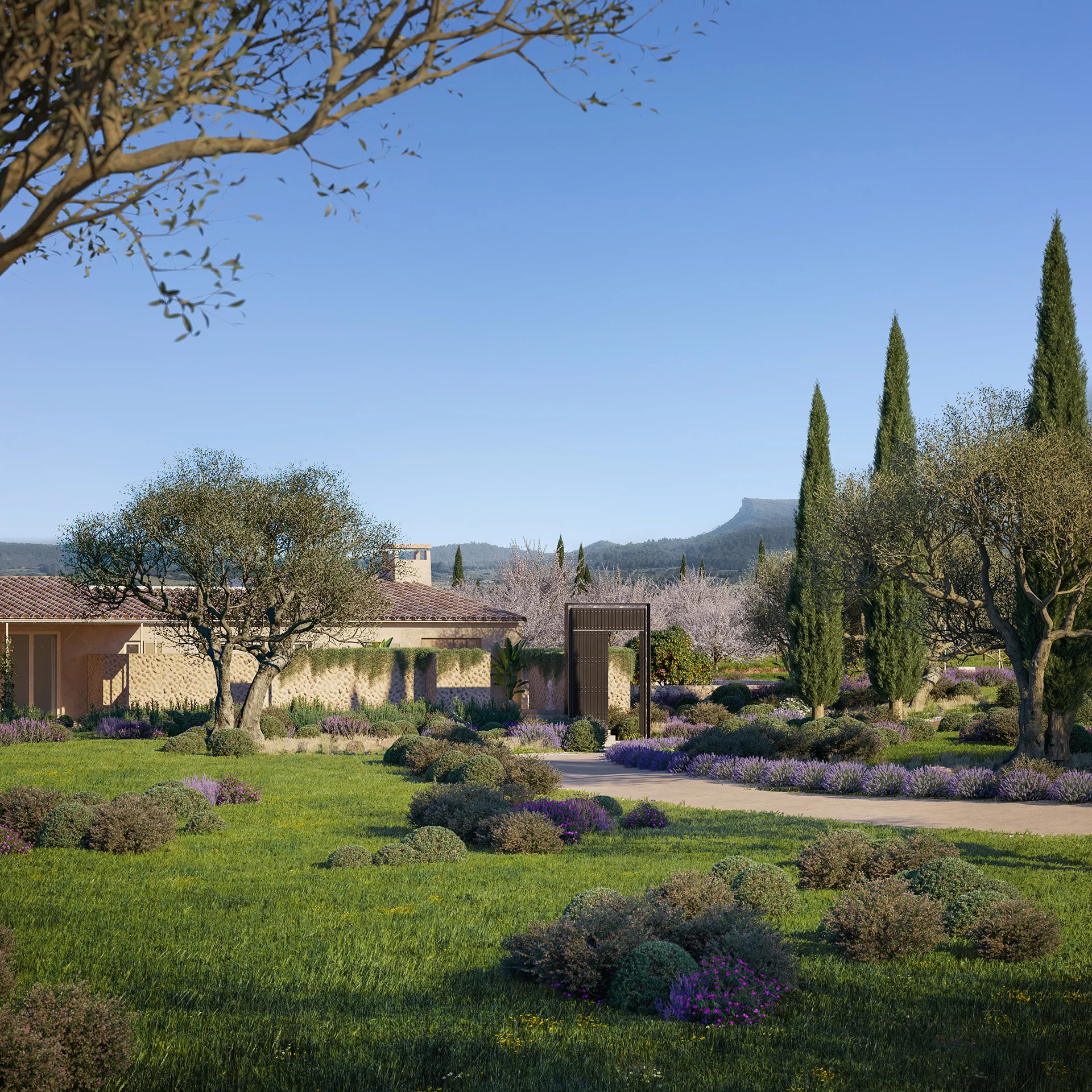 Finca Montuiri Mallorca Garden Hyperrealistic Visualisation