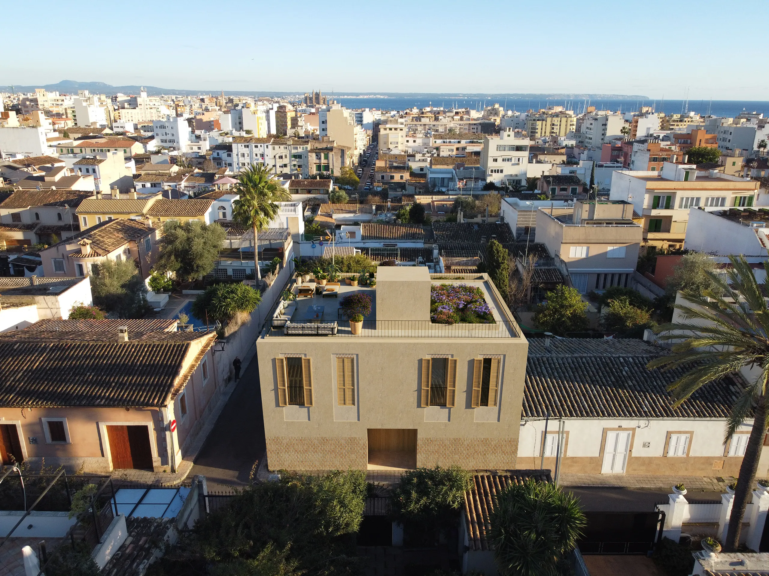 House Palma Mallorca Aerial view Property Branding 3D