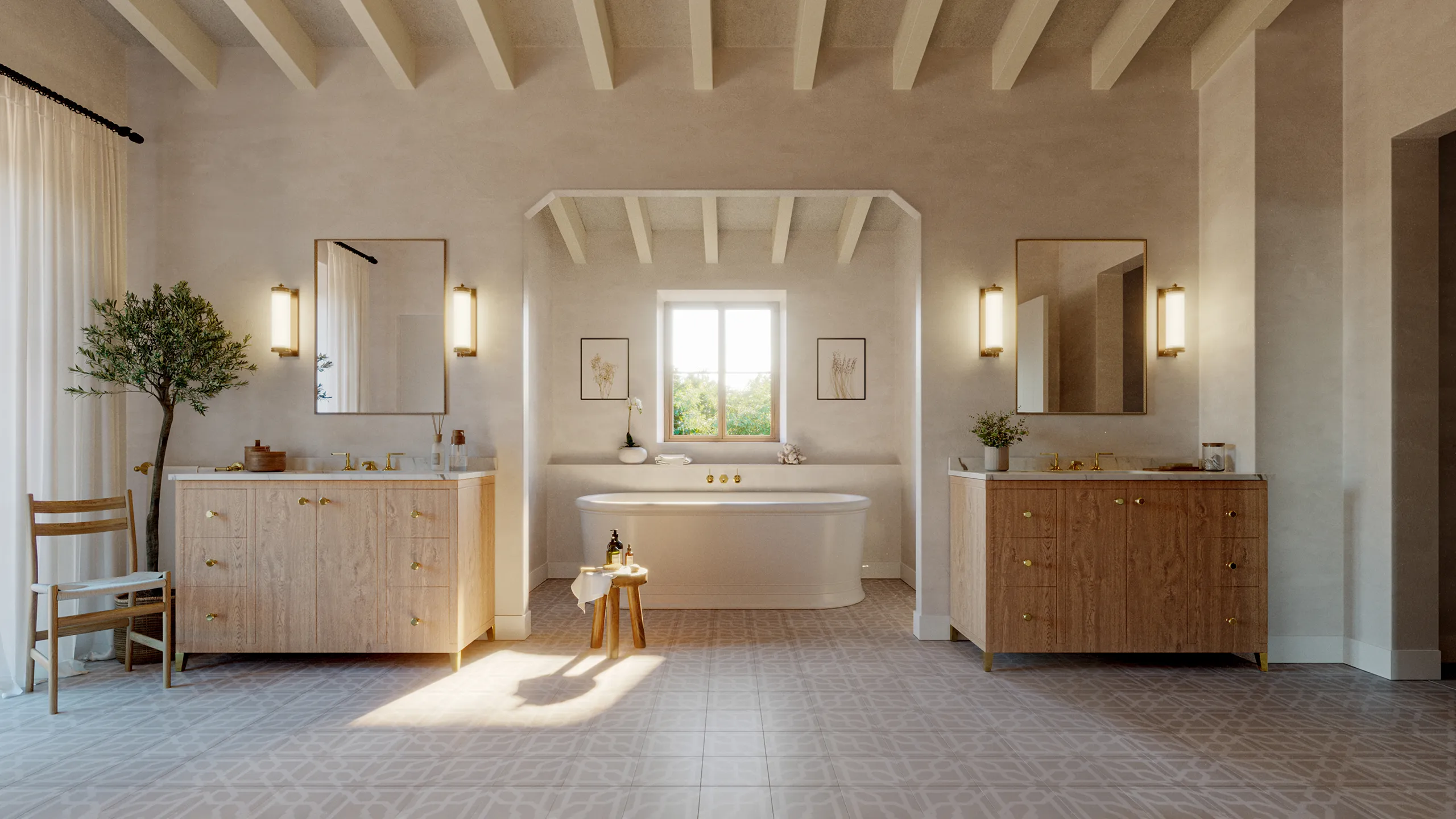Finca Rustica Sta Maria Mallorca Bathroom photorealistic rendering