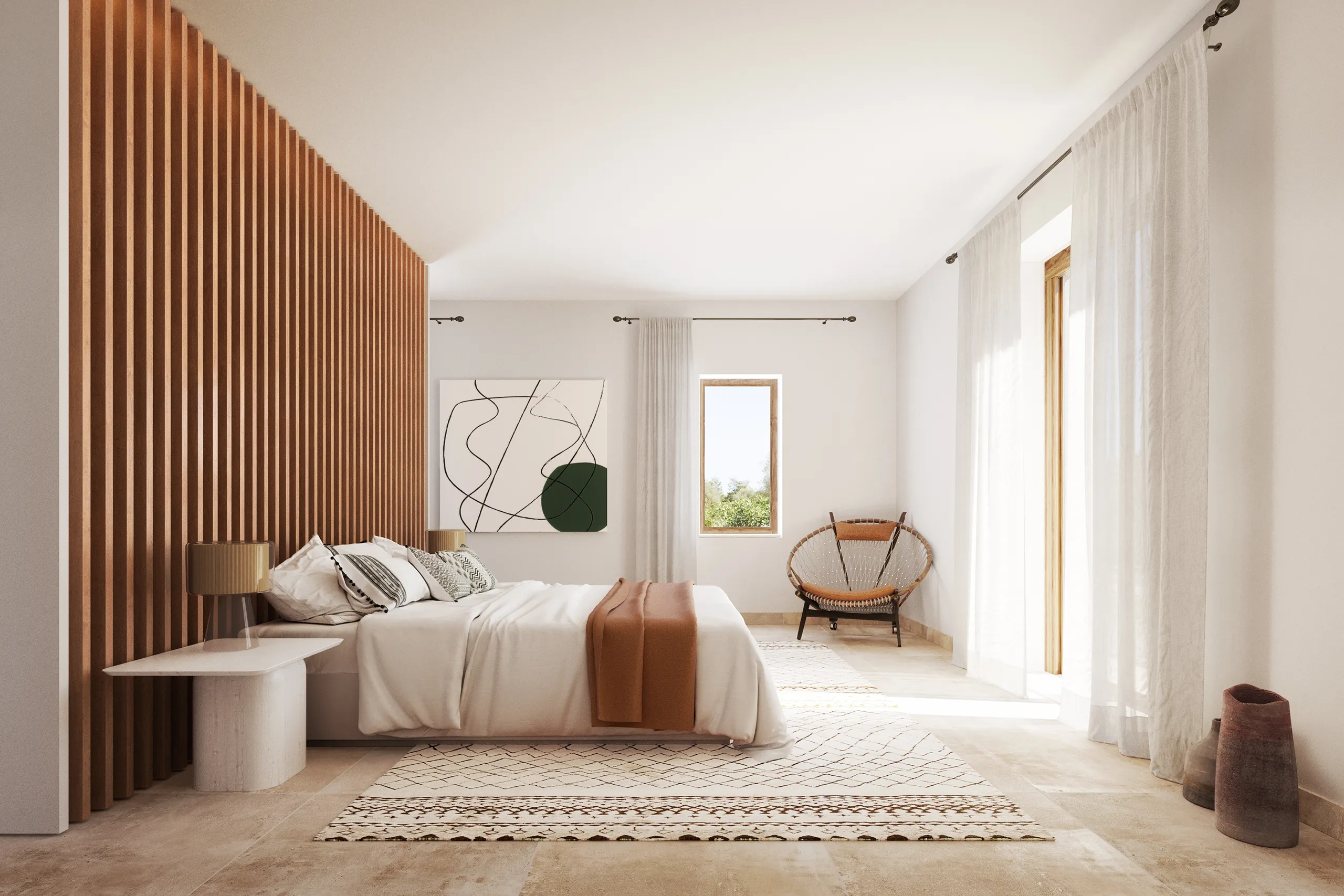 House Campo Santanyi Mallorca Hallway Hyperrealistic Visualization
