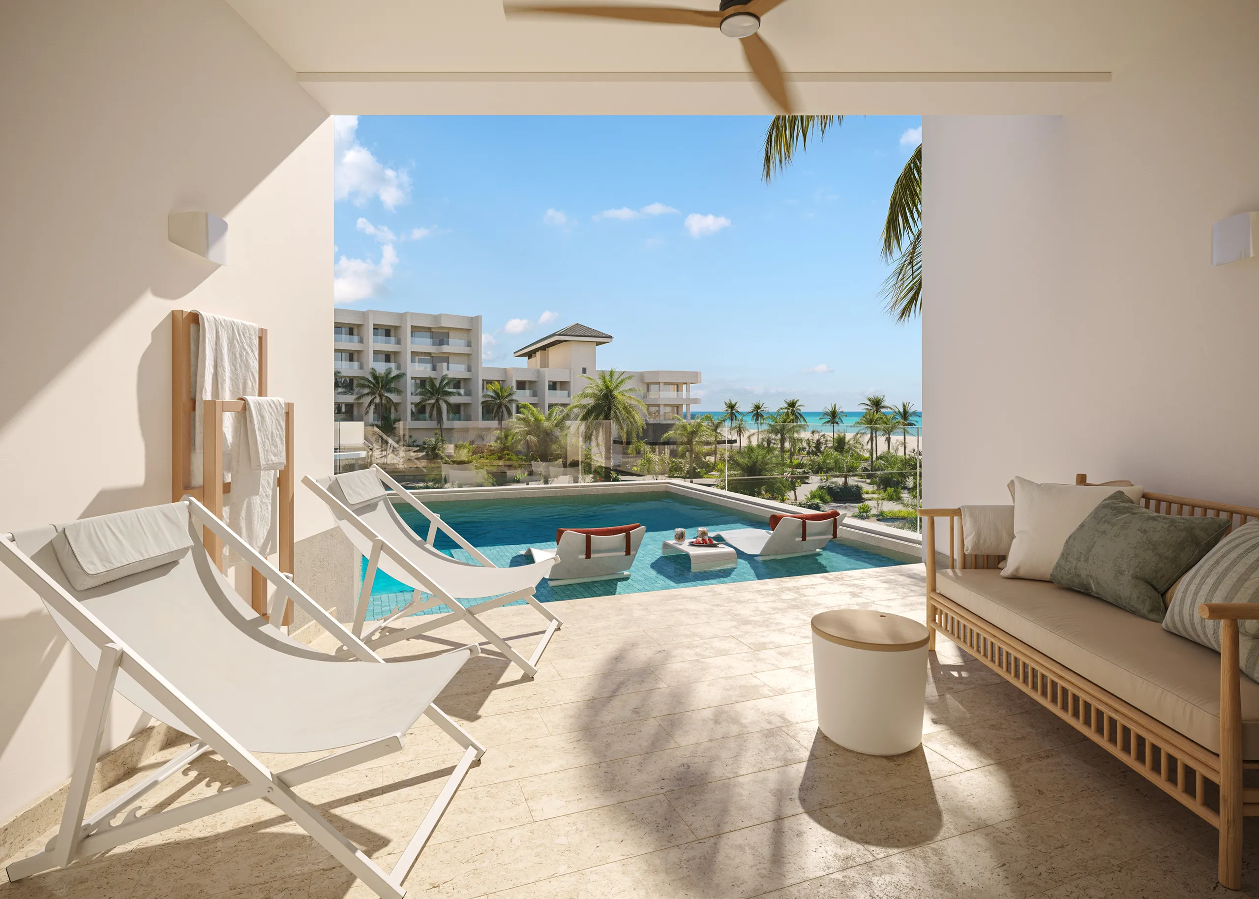 Hotel Joia Eagle Beach Aruba Balcon fotorrealismo CGI