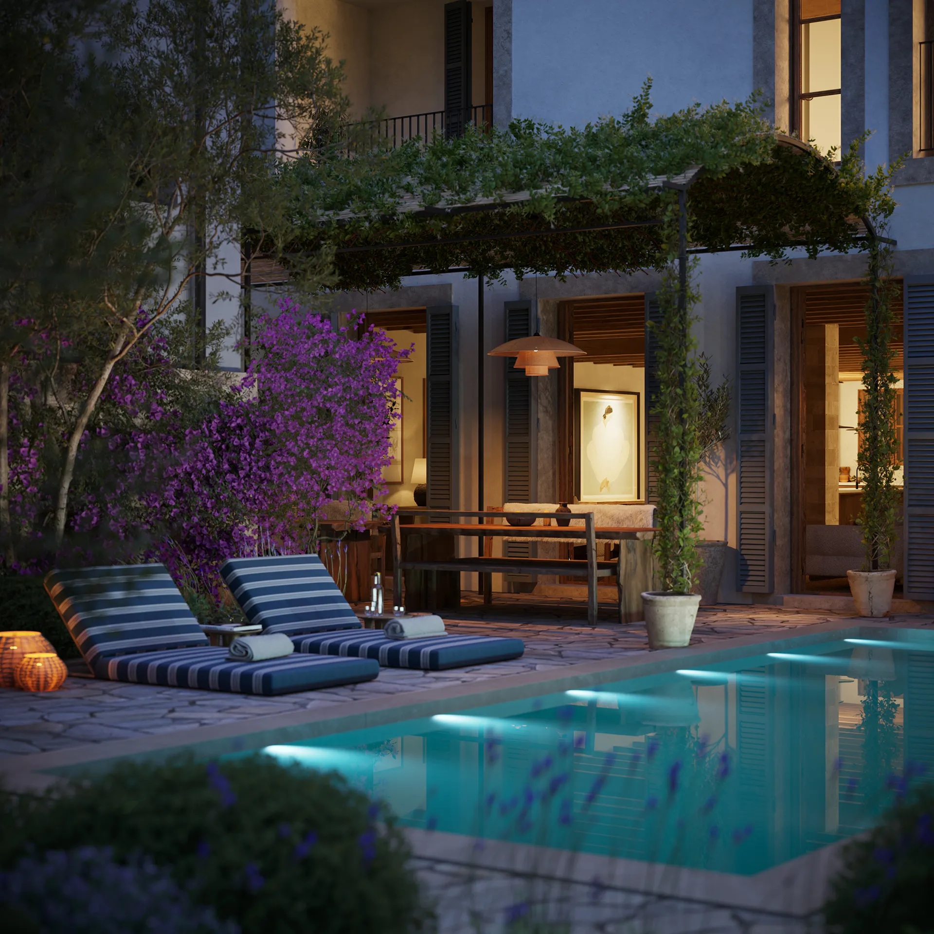 Cas Traginers Apartments Soller Mallorca Pool real estate cgi