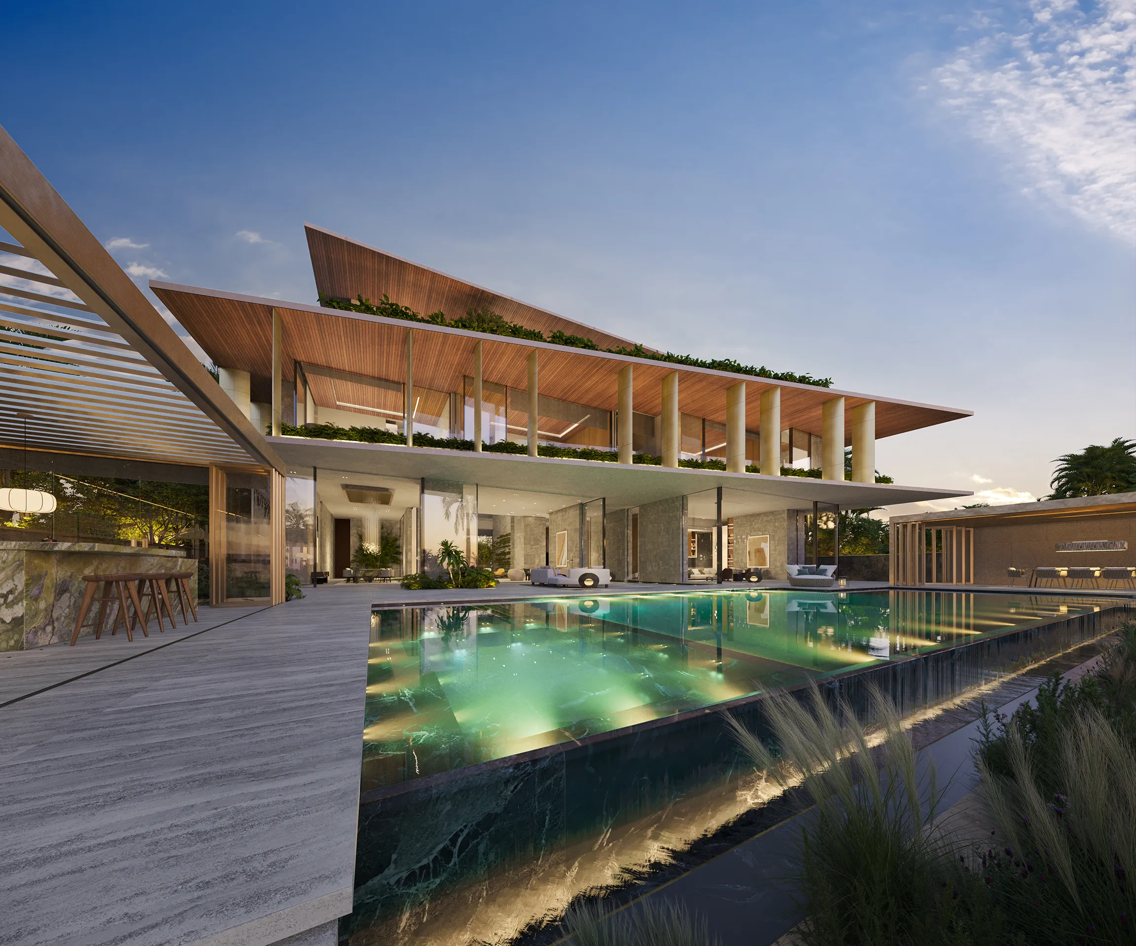 Villa Bay Jumeirah Bay Dubai piscina render fotorrealista