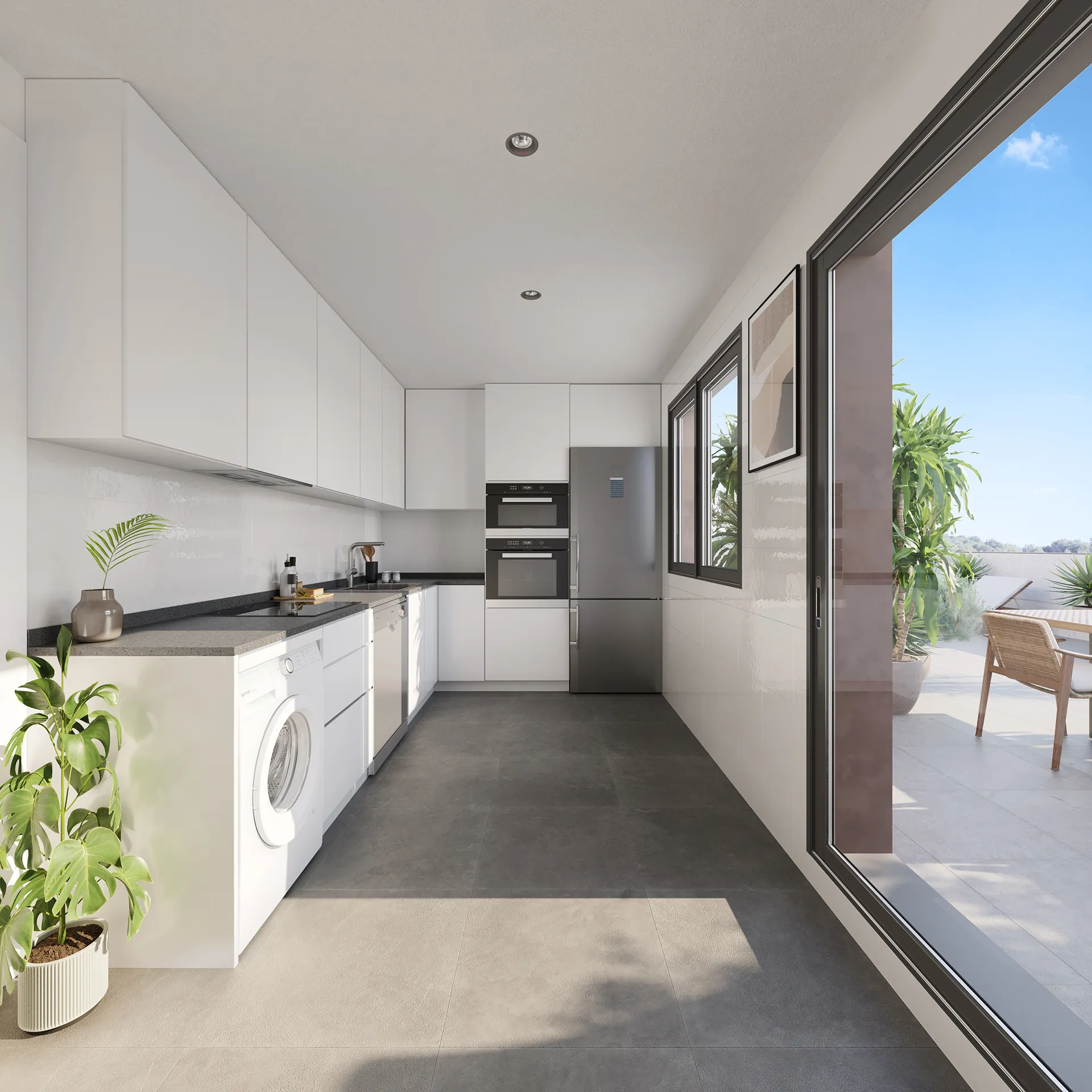 Viviendas Valladolid Valladolid Kitchen Architectural Rendering