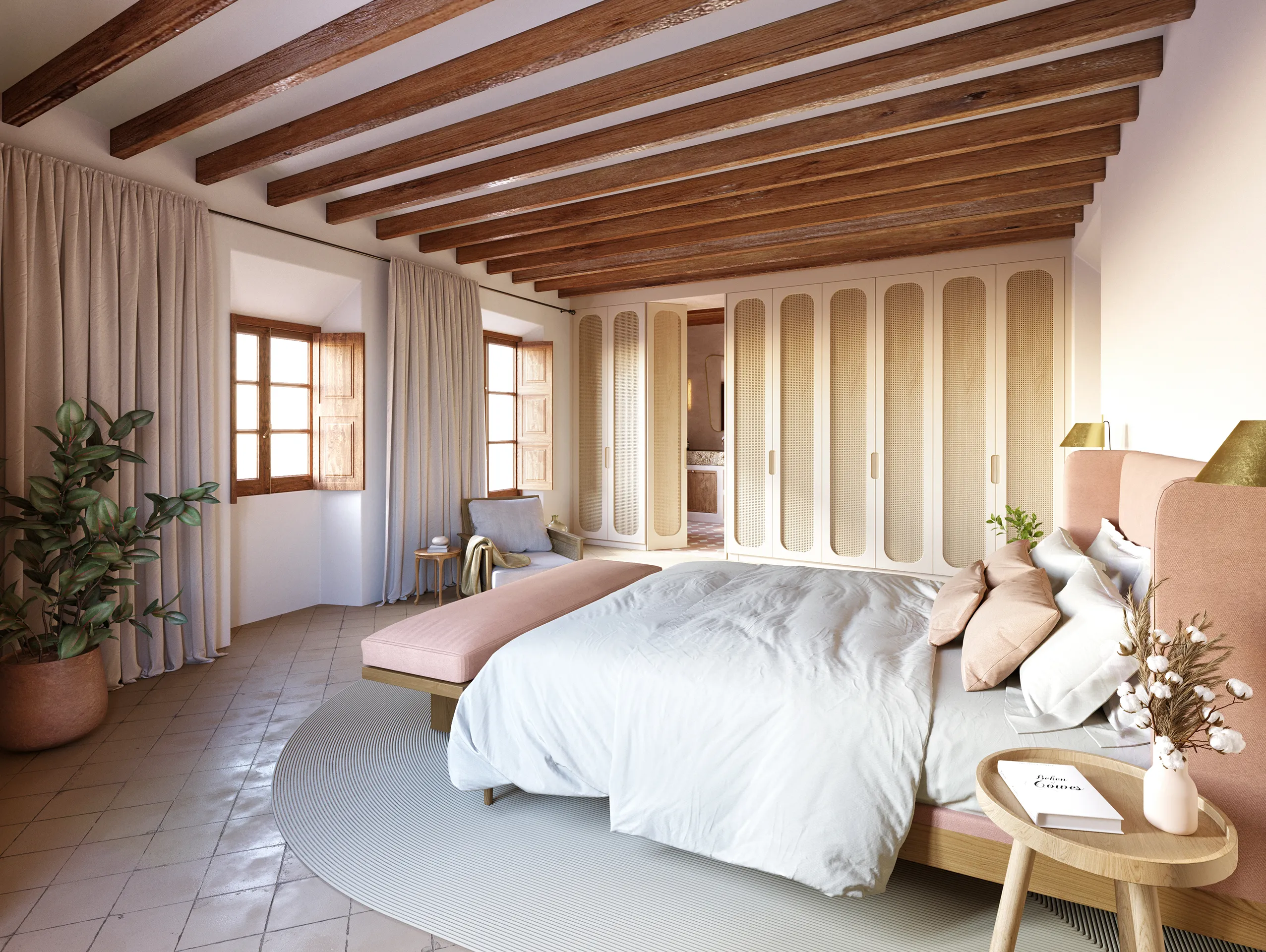 House Fornalutx Mallorca Bedroom Architectural Renderings