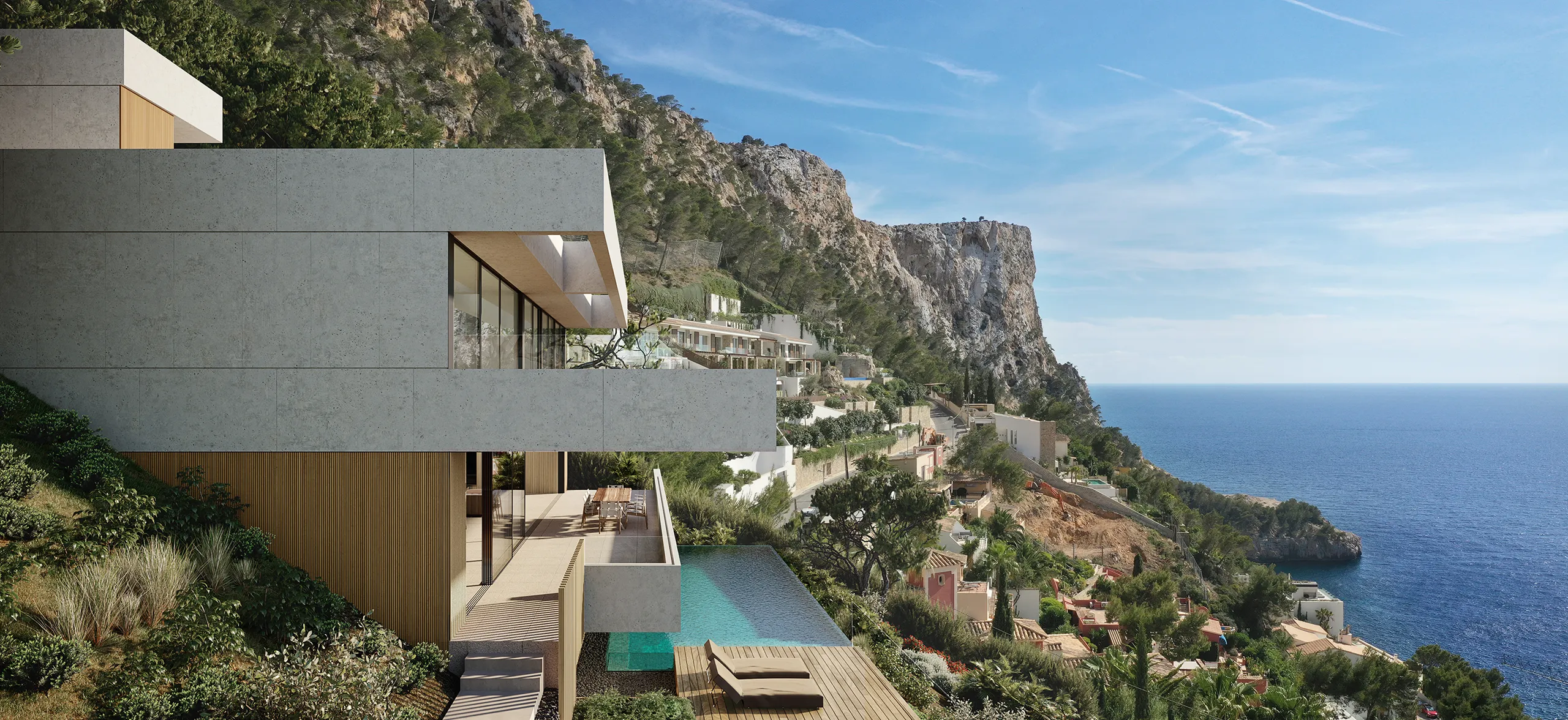 House Cala Llamp Mallorca Fassade eye level architectural cgi