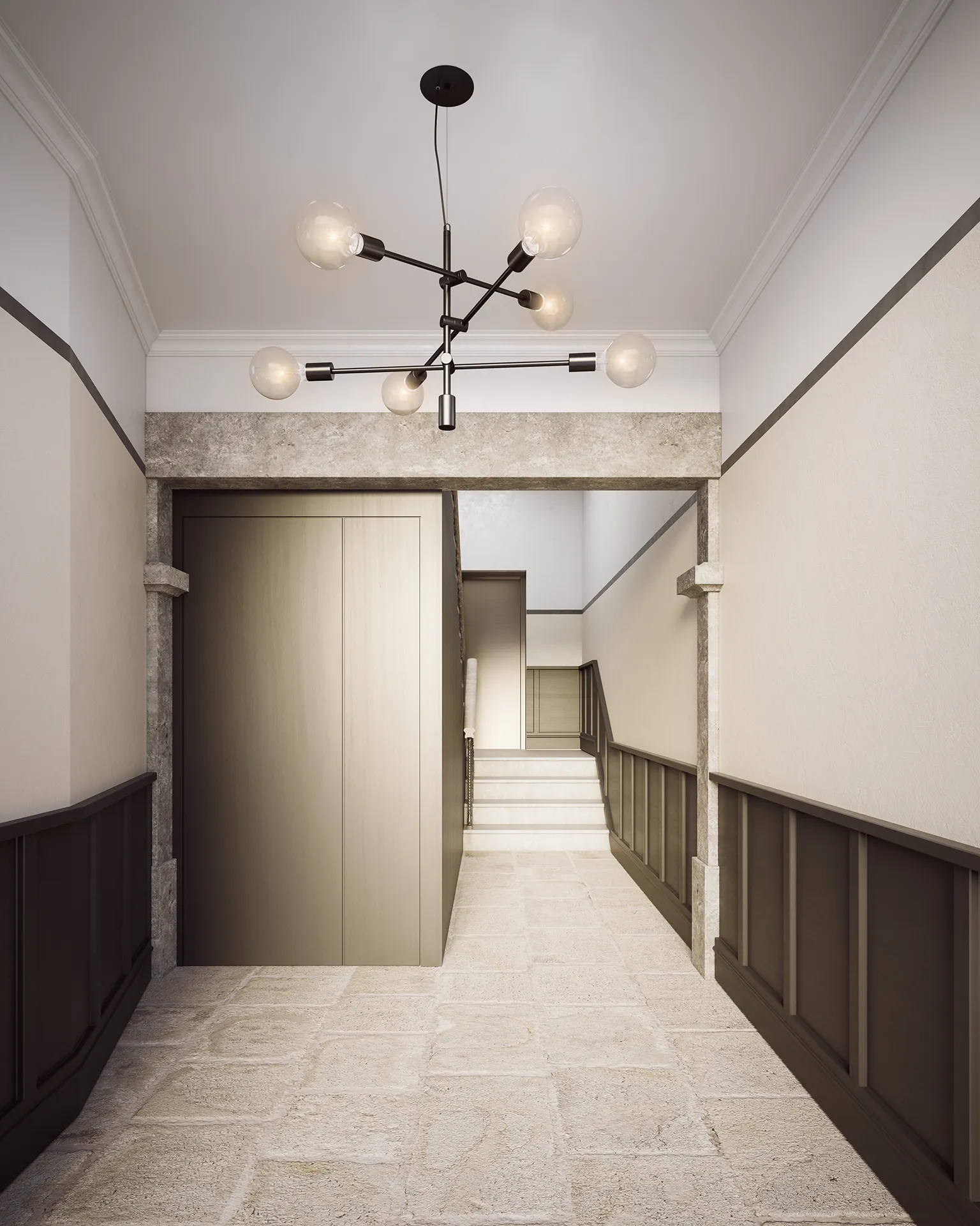Dos Fanqueiros Residences Lisboa Portugal Hallway Architectural Visualization