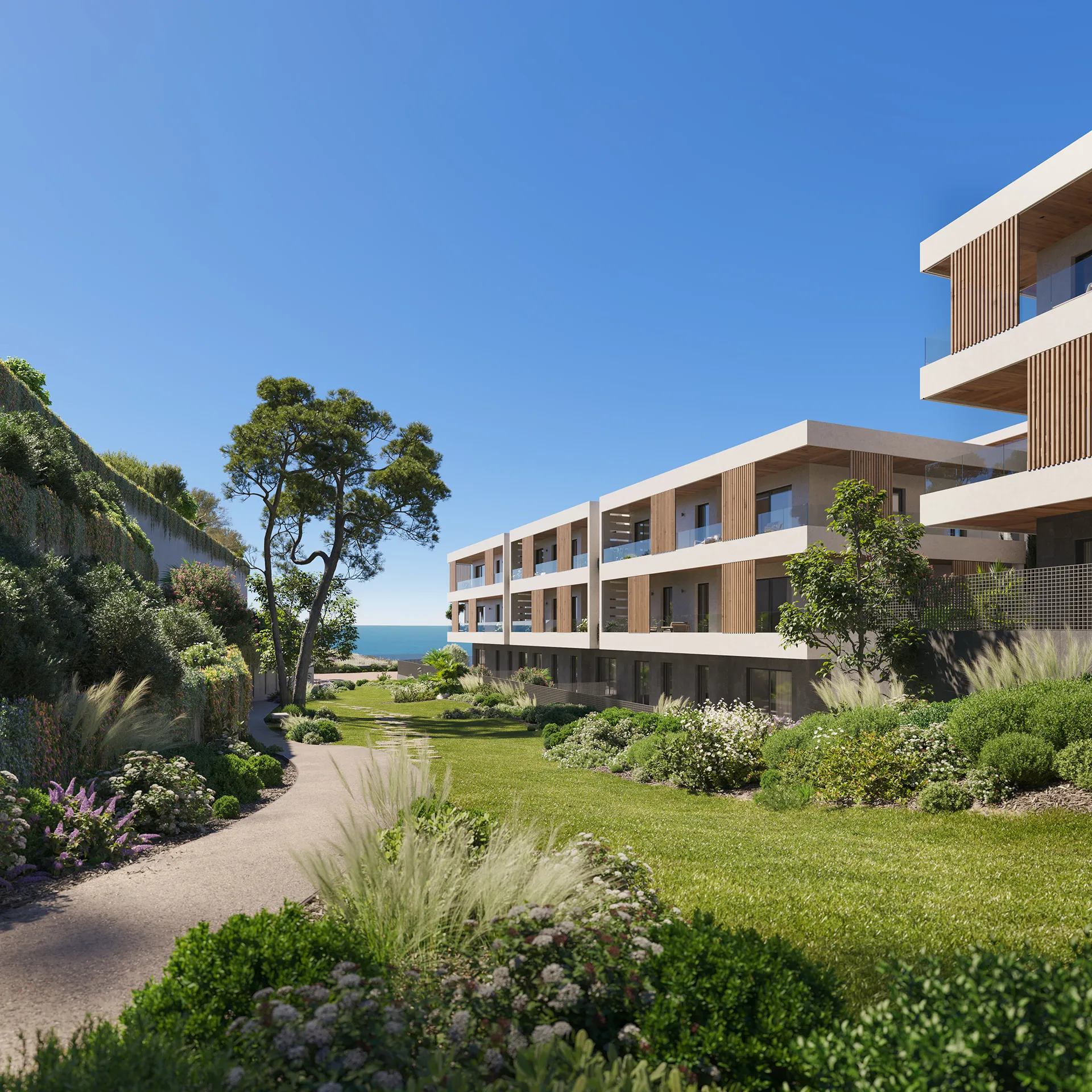 Viviendas Masnou Barcelona jardin Renders arquitectura