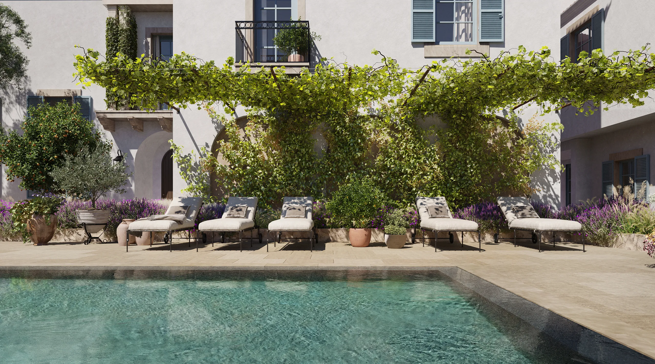 House Rosa Apartments Oklahoma Usa Pool Architectural Visualization